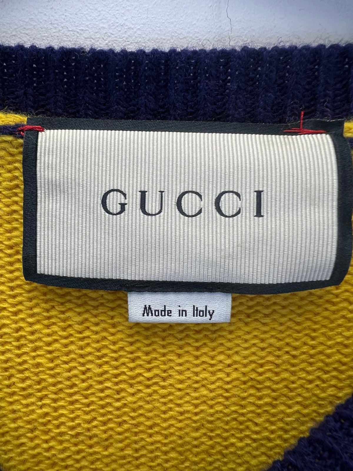 Gucci Blue and Yellow Wool Tiger Jumper