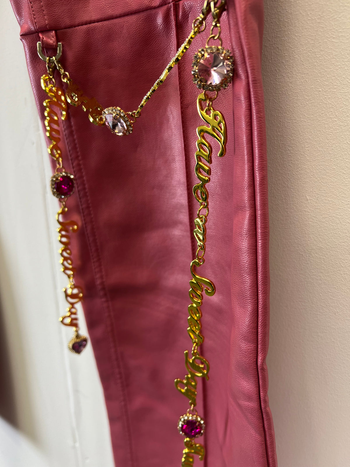 No Dress Pink Leather Trousers
