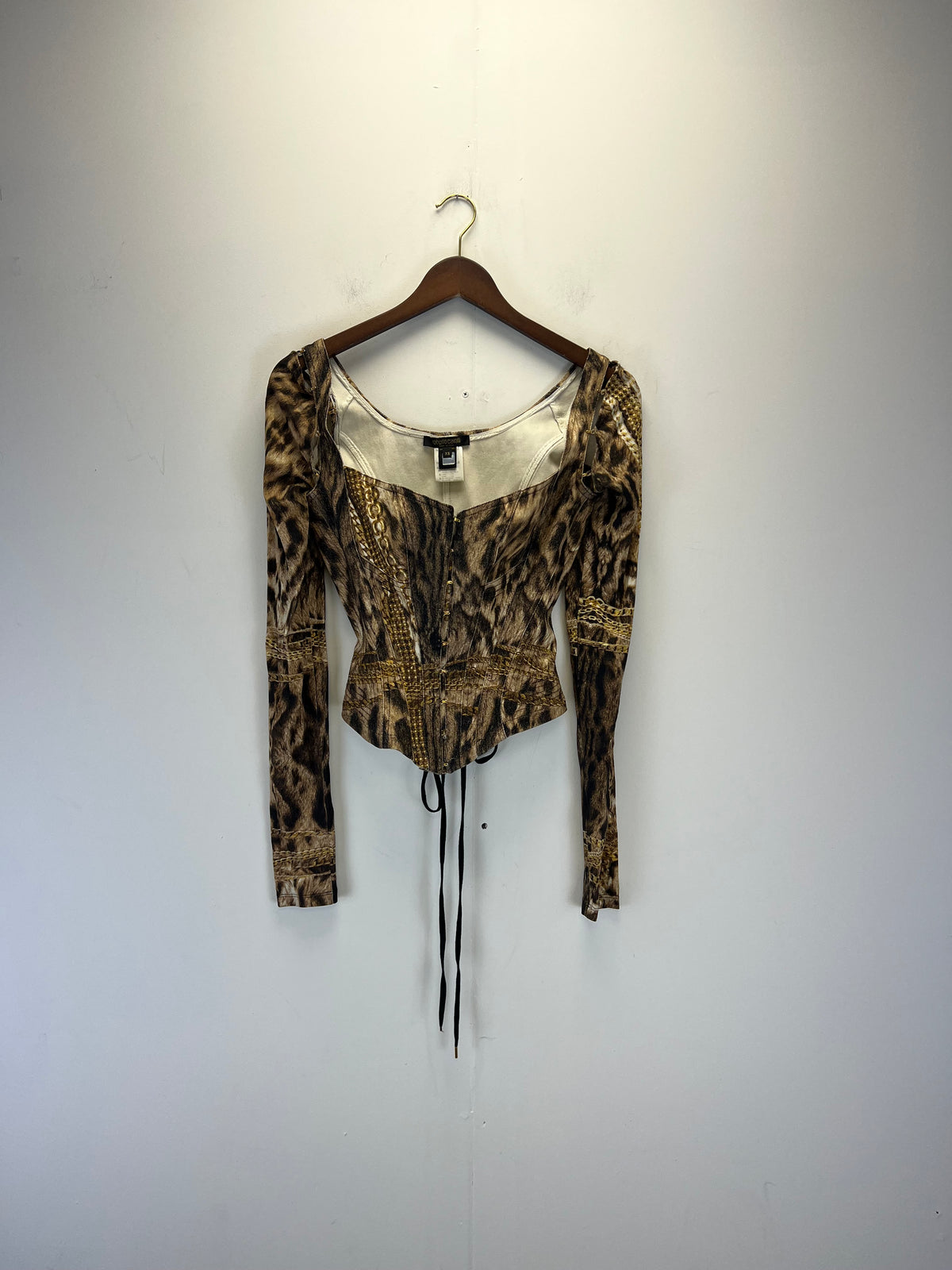 Roberto Cavalli Leopard Print Corset Top