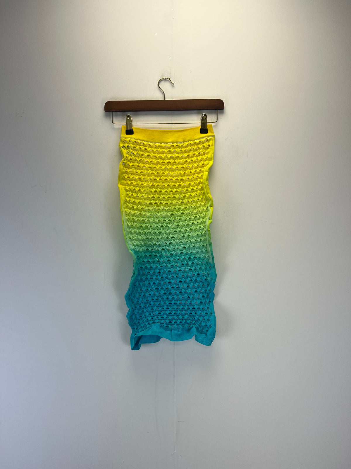 AGR Blue and Yellow Tie Dye Bodycon Knit Skirt