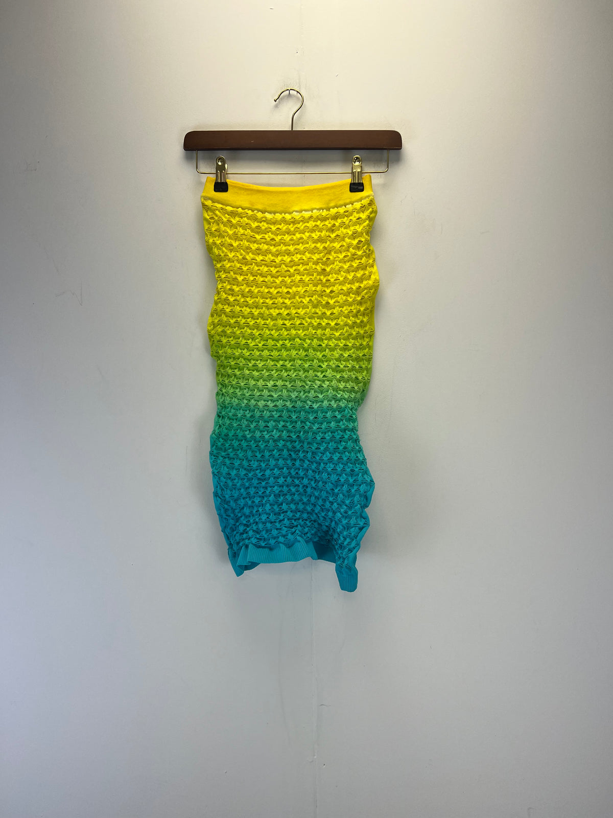 AGR Blue and Yellow Tie Dye Bodycon Knit Skirt
