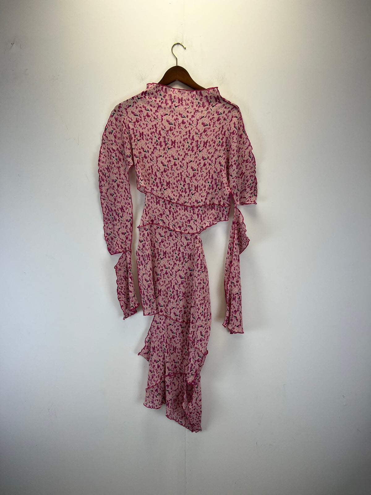 Pink Floral A-symmetrical Dress