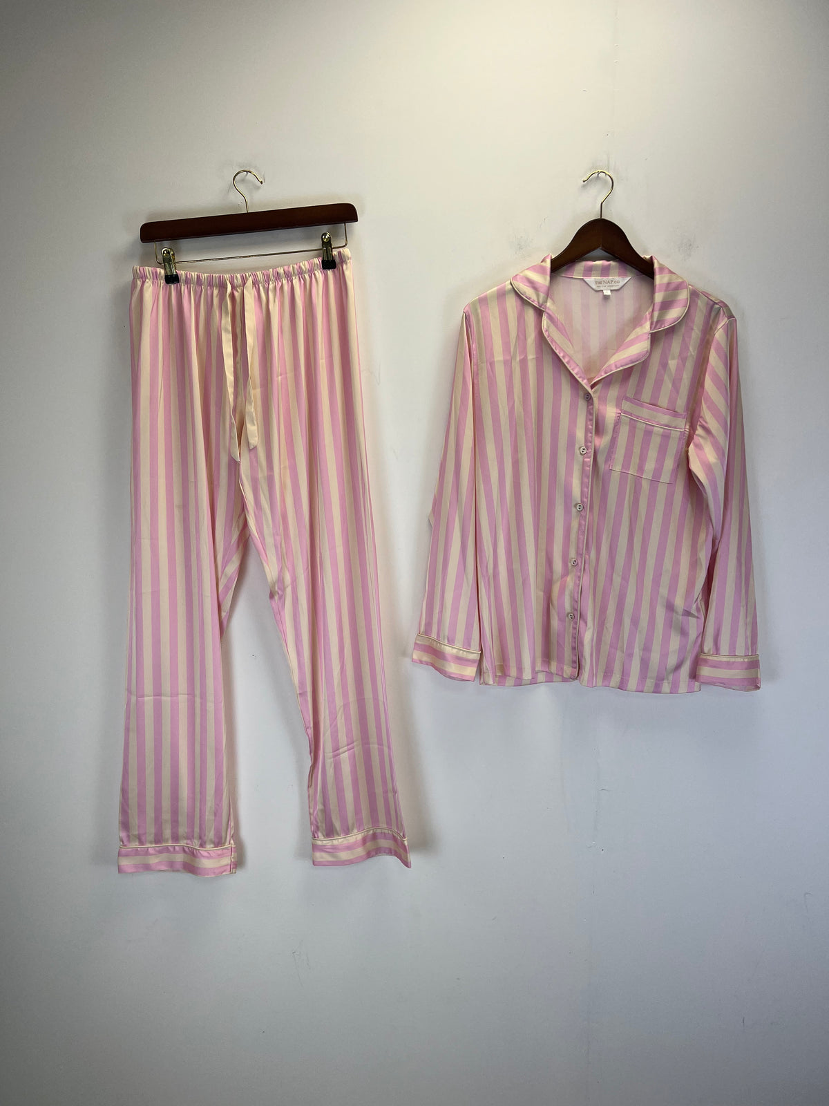 The Nap Co Pink Striped PJ Set With Dressing gown