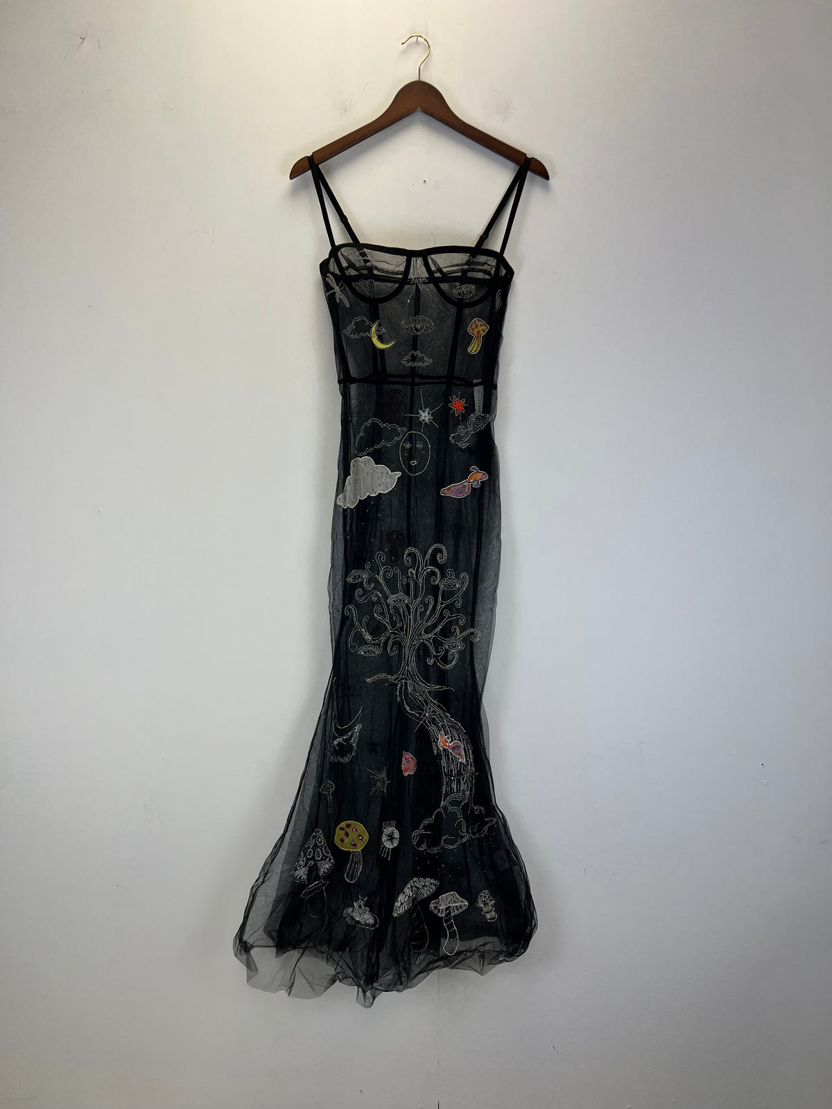 Silvia Astore Lace Tulle Black Aplique Dress
