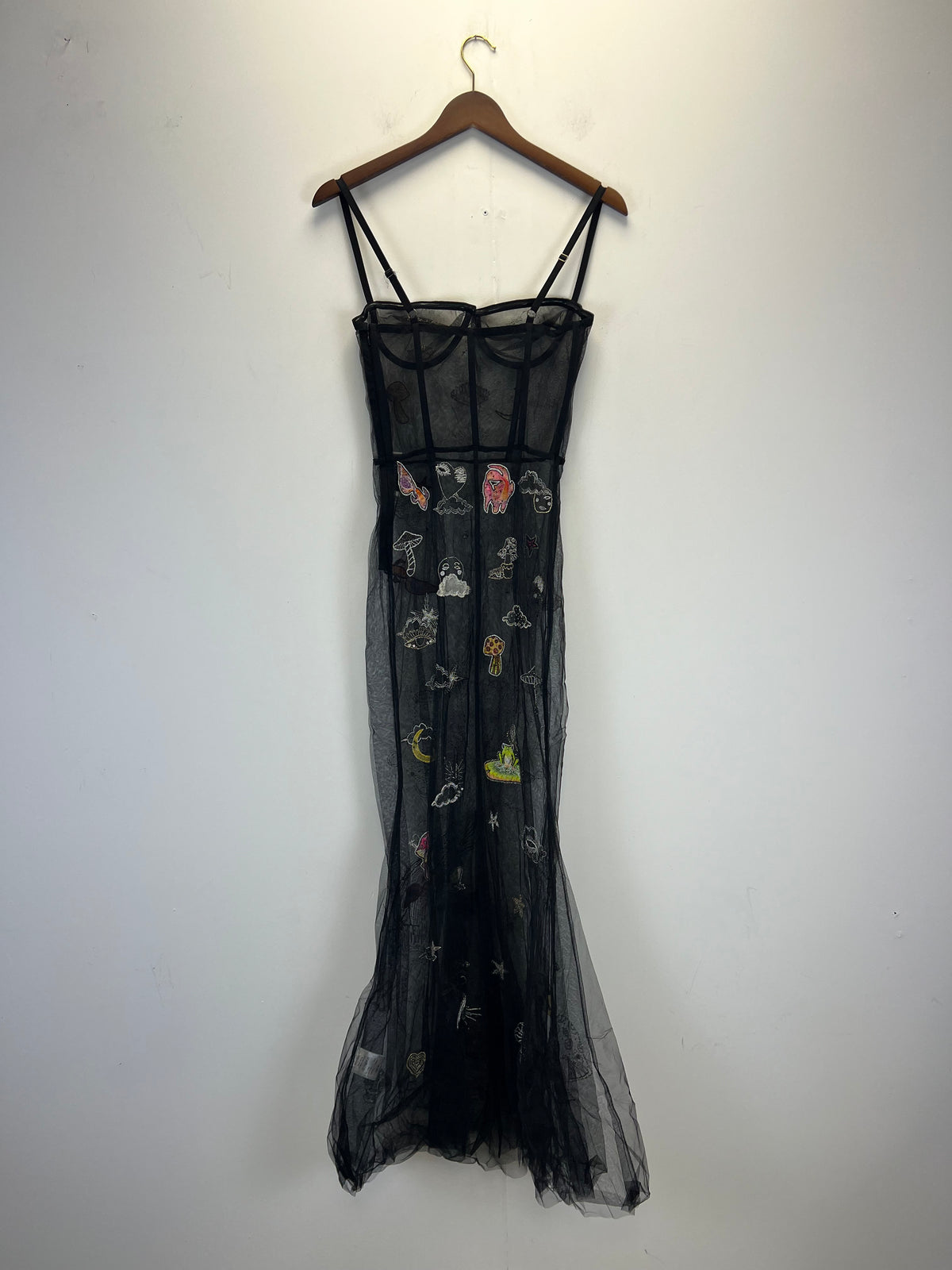 Silvia Astore Lace Tulle Black Aplique Dress