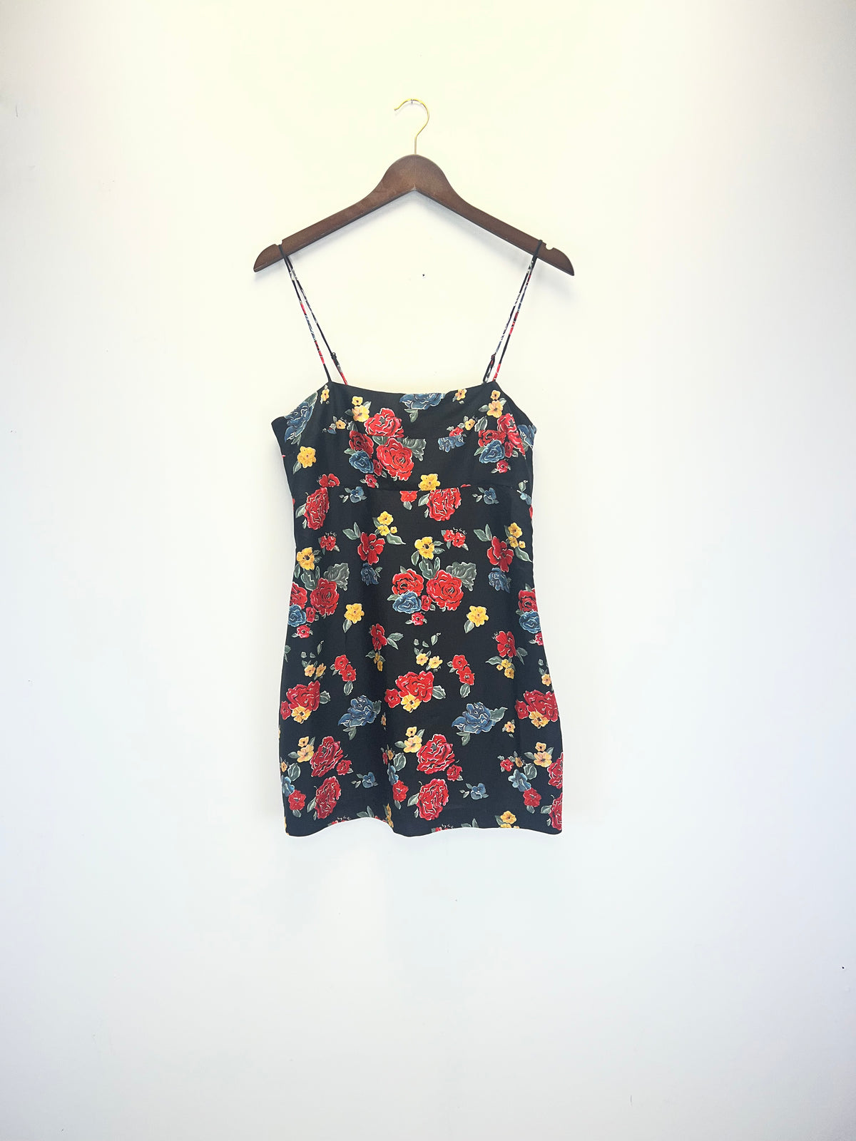 Realisation Black Strappy Mini Floral Dress