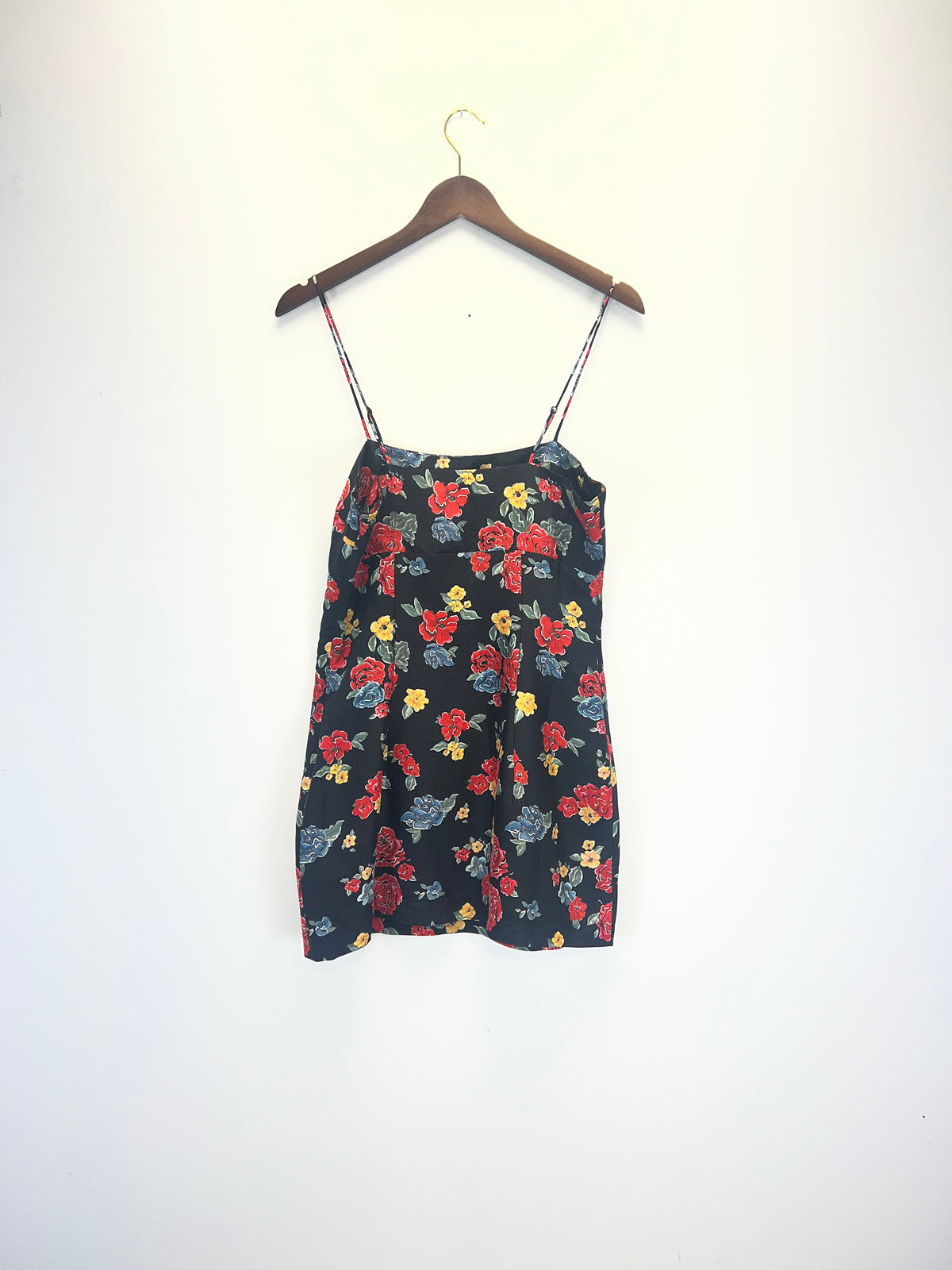 Realisation Black Strappy Mini Floral Dress