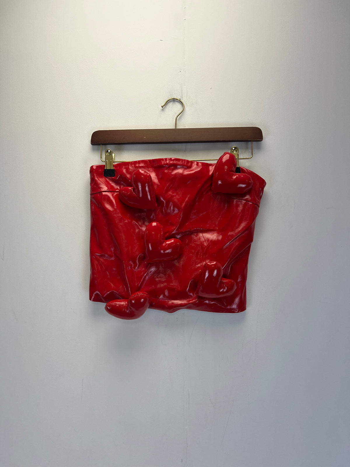 Cult Naked Love Killa Red Patent Heart Bandeau Top