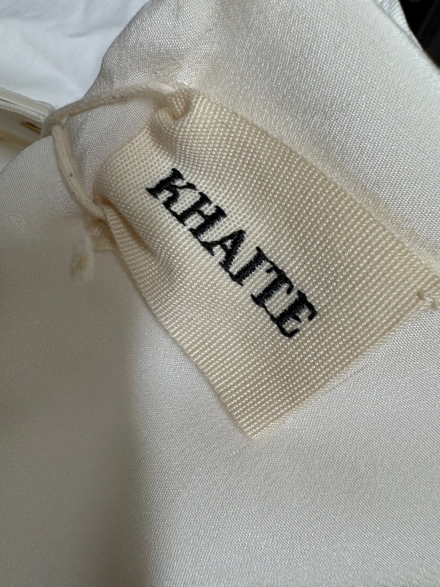 Khaite Ivory Katerina Balloon-Sleeve Cotton-Twill Trapeze Dress