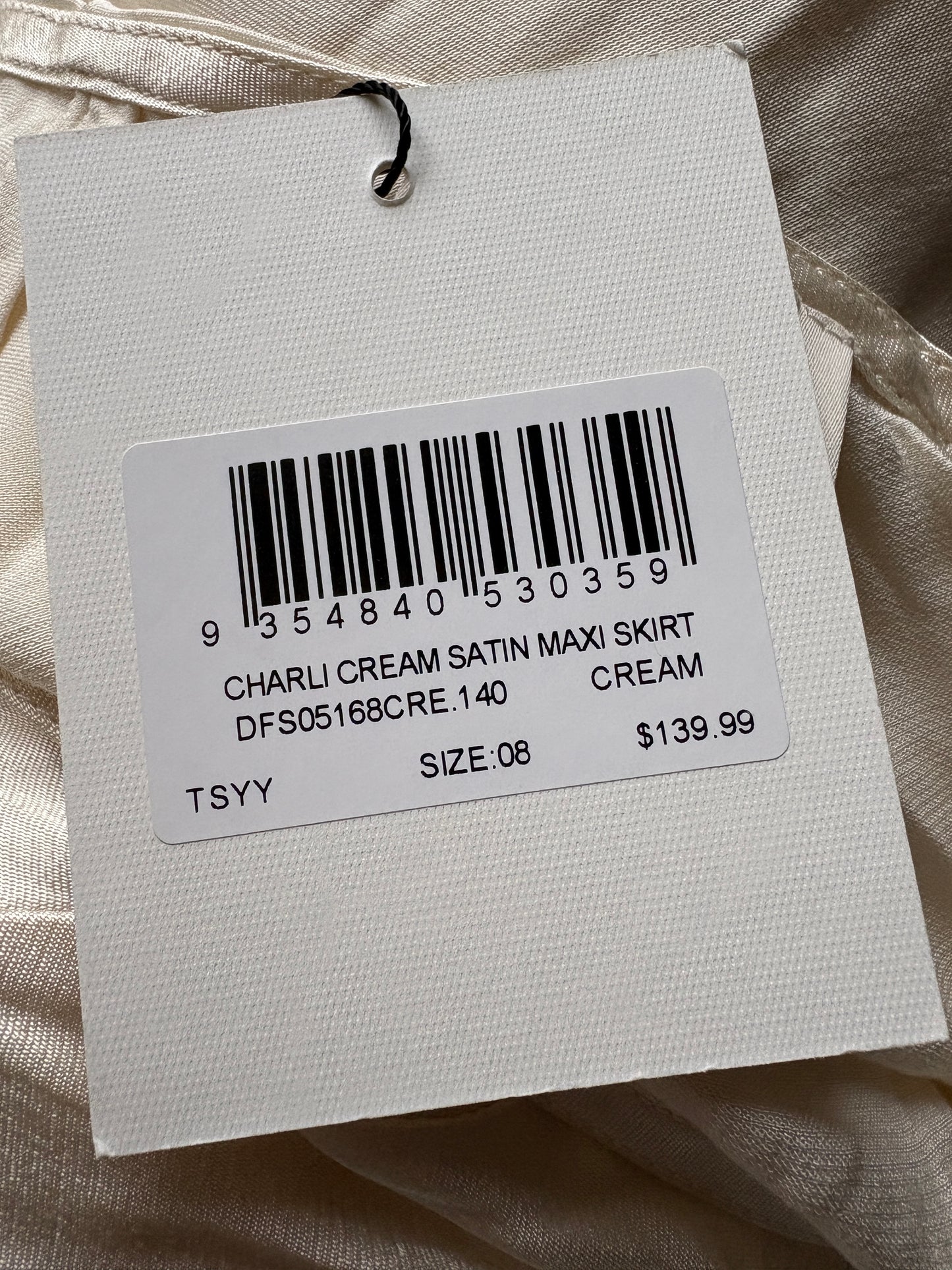 Dissh Charli Cream Satin Maxi Skirt