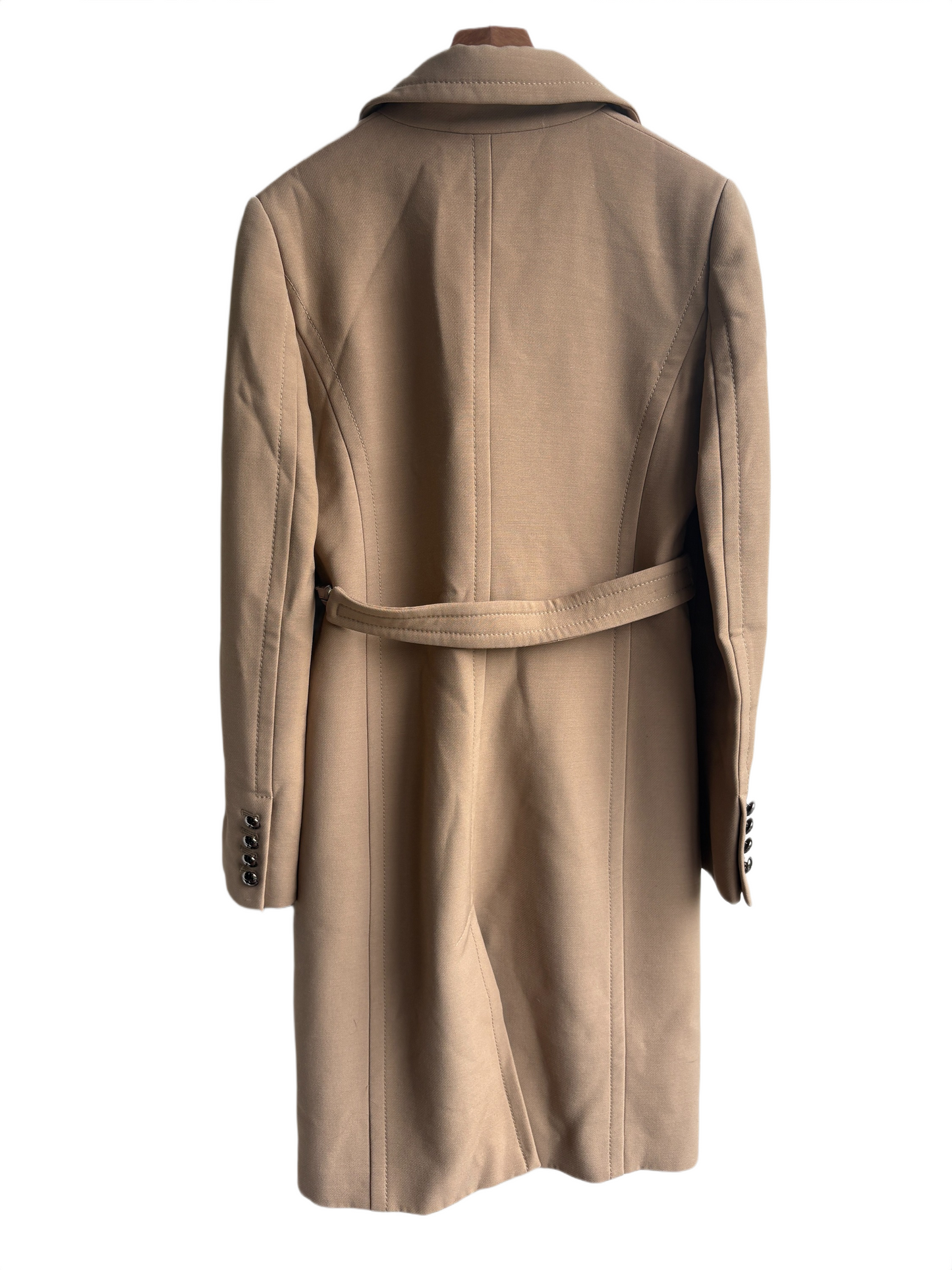 Dolce & Gabbana Camel Coat with Metallic Braided Belt