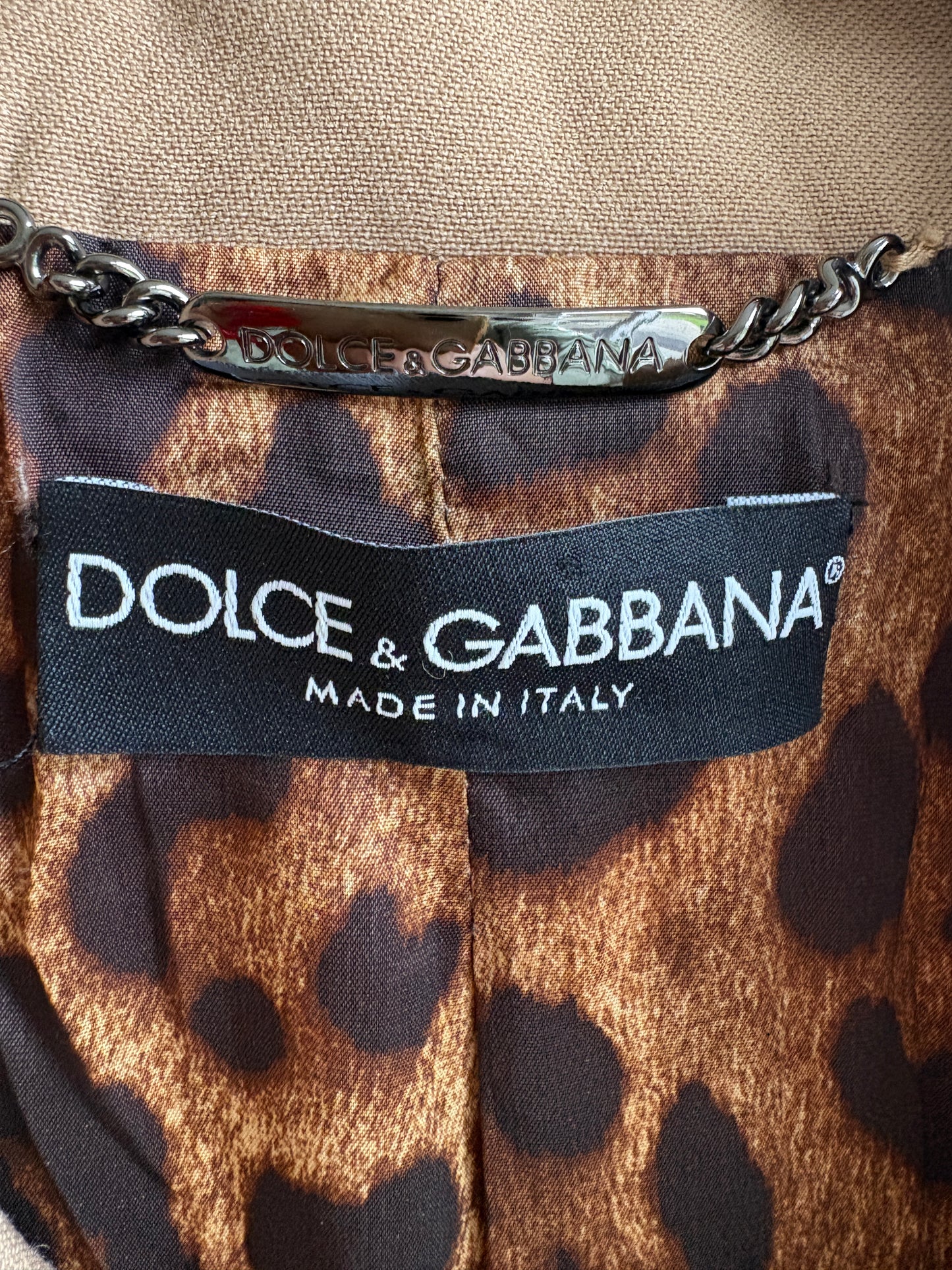 Dolce & Gabbana Camel Coat with Metallic Braided Belt