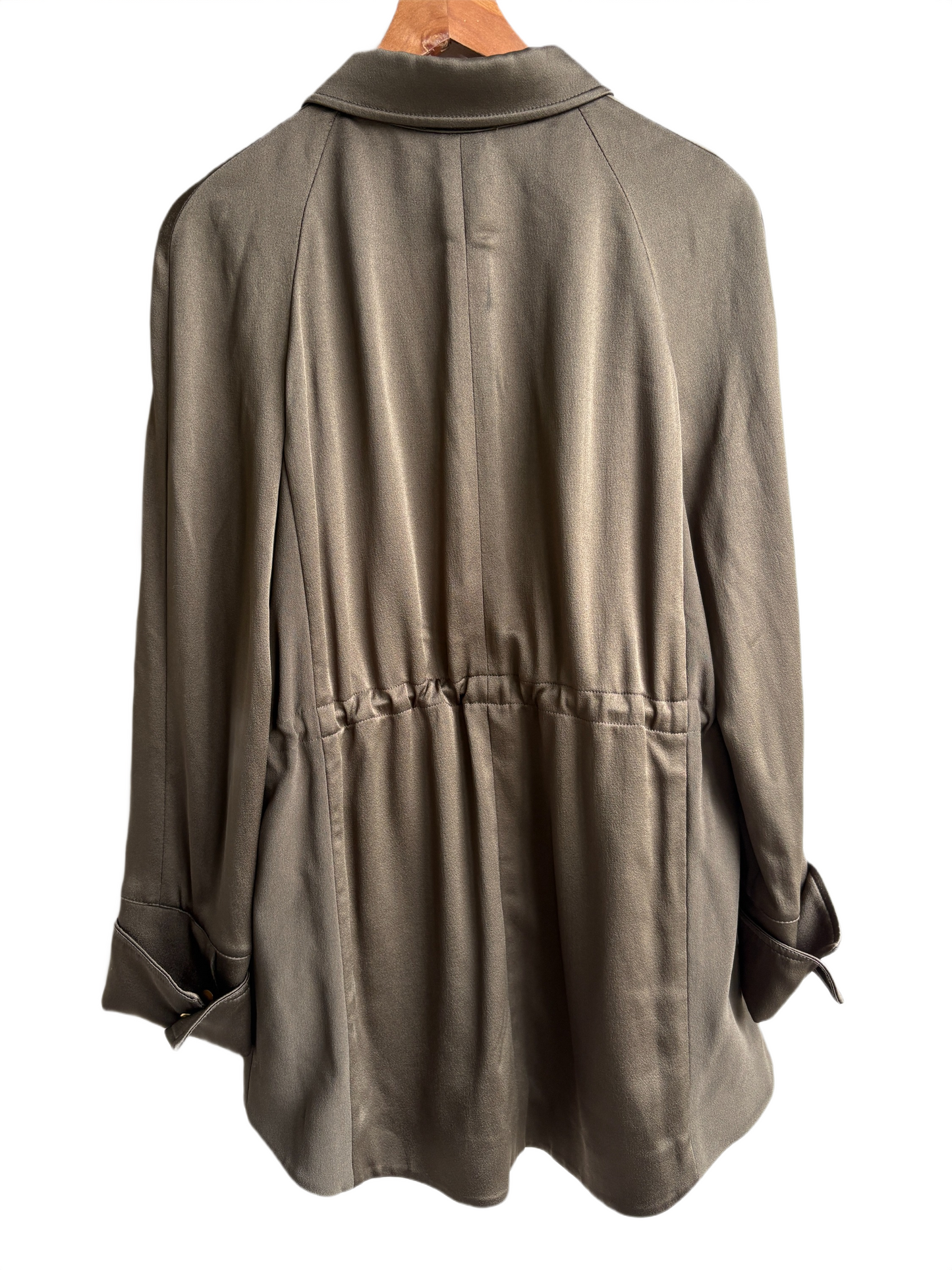 ME+EM Khaki Satin Shirt With Drawstring Waist