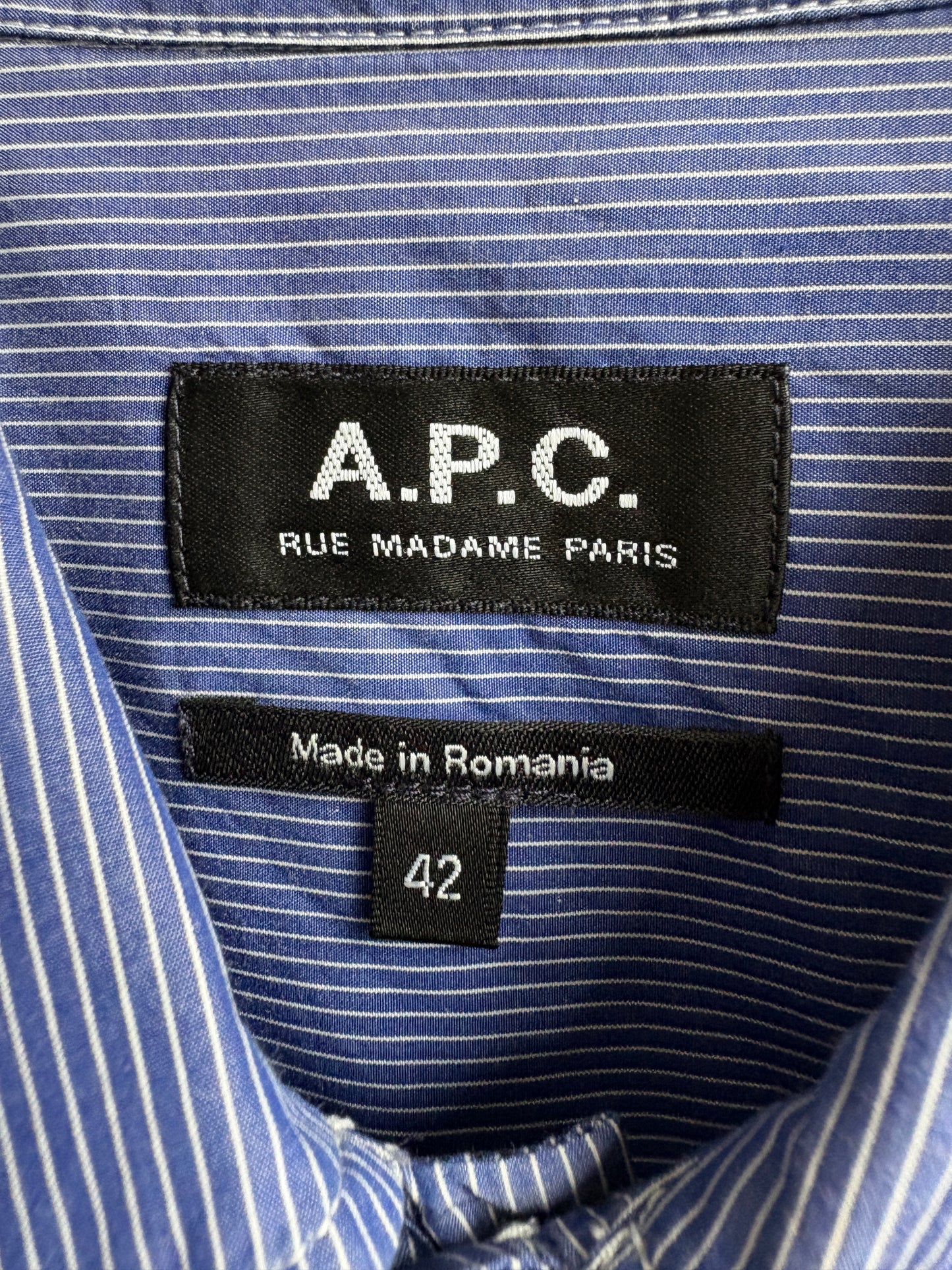 APC Blue Pinstripe Long Shirt Dress With Tie Belt