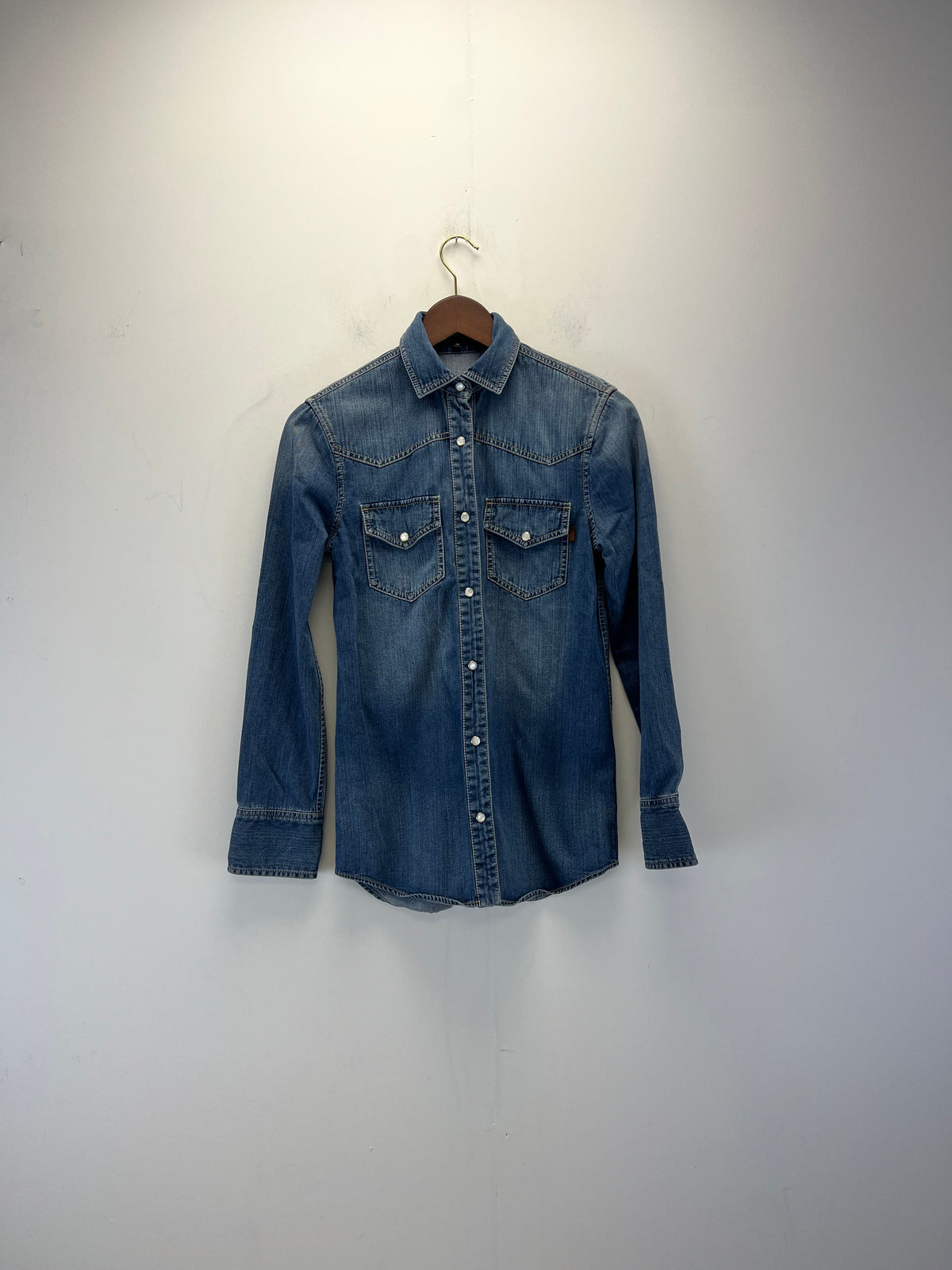 Gucci blue long sleeve denim shirt