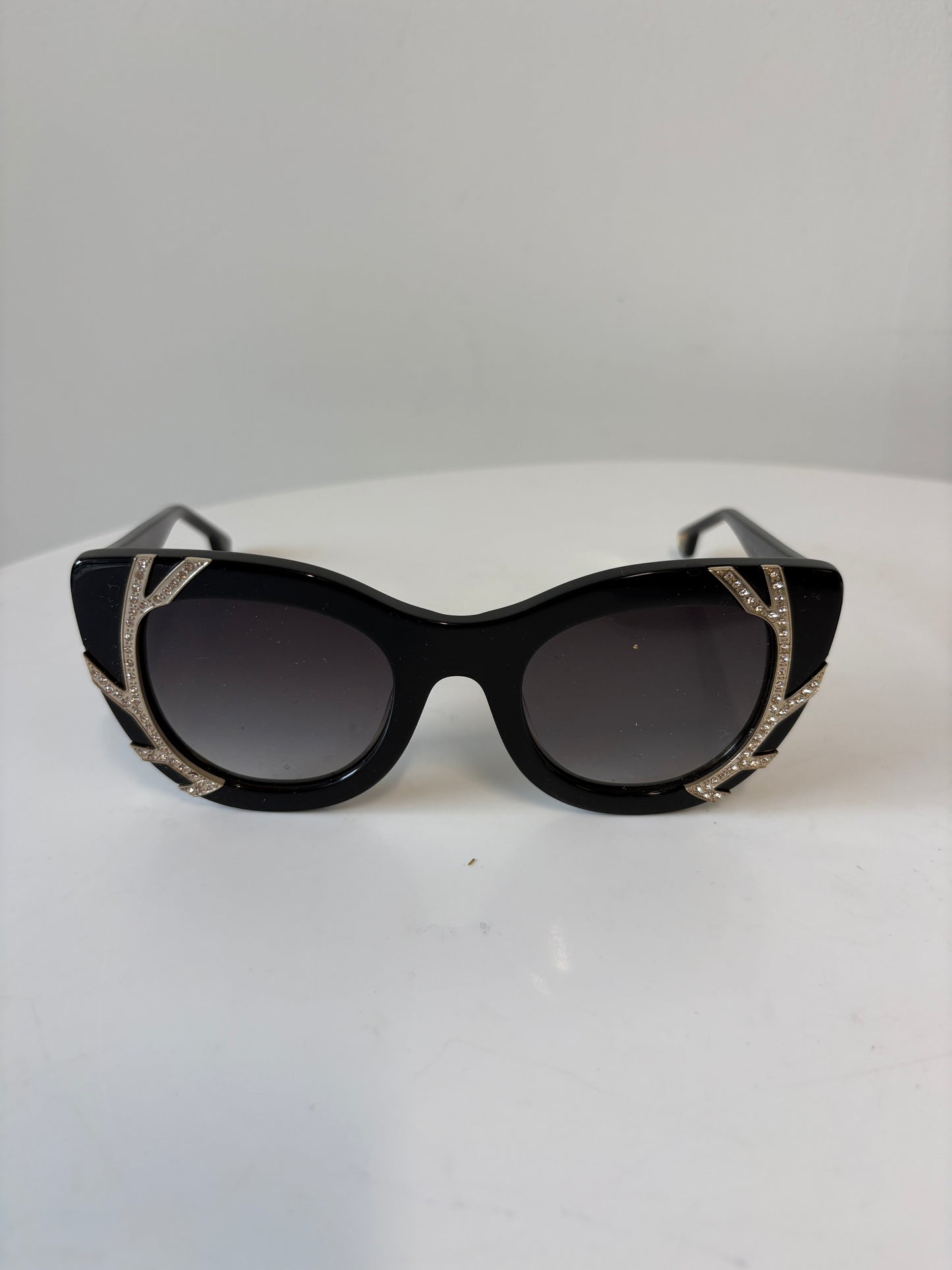 Alice + Olivia Black Delancey Crystal Sunglasses