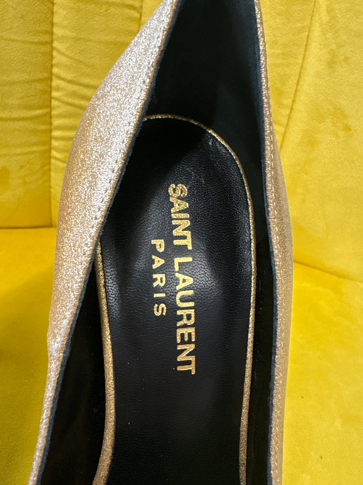 Saint Laurent Gold Platform Heels