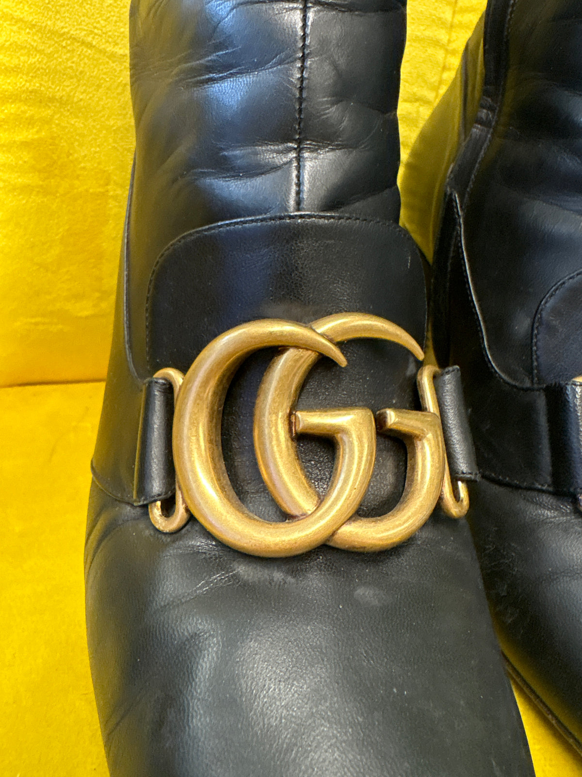Gucci Black Leather Victoire Boots