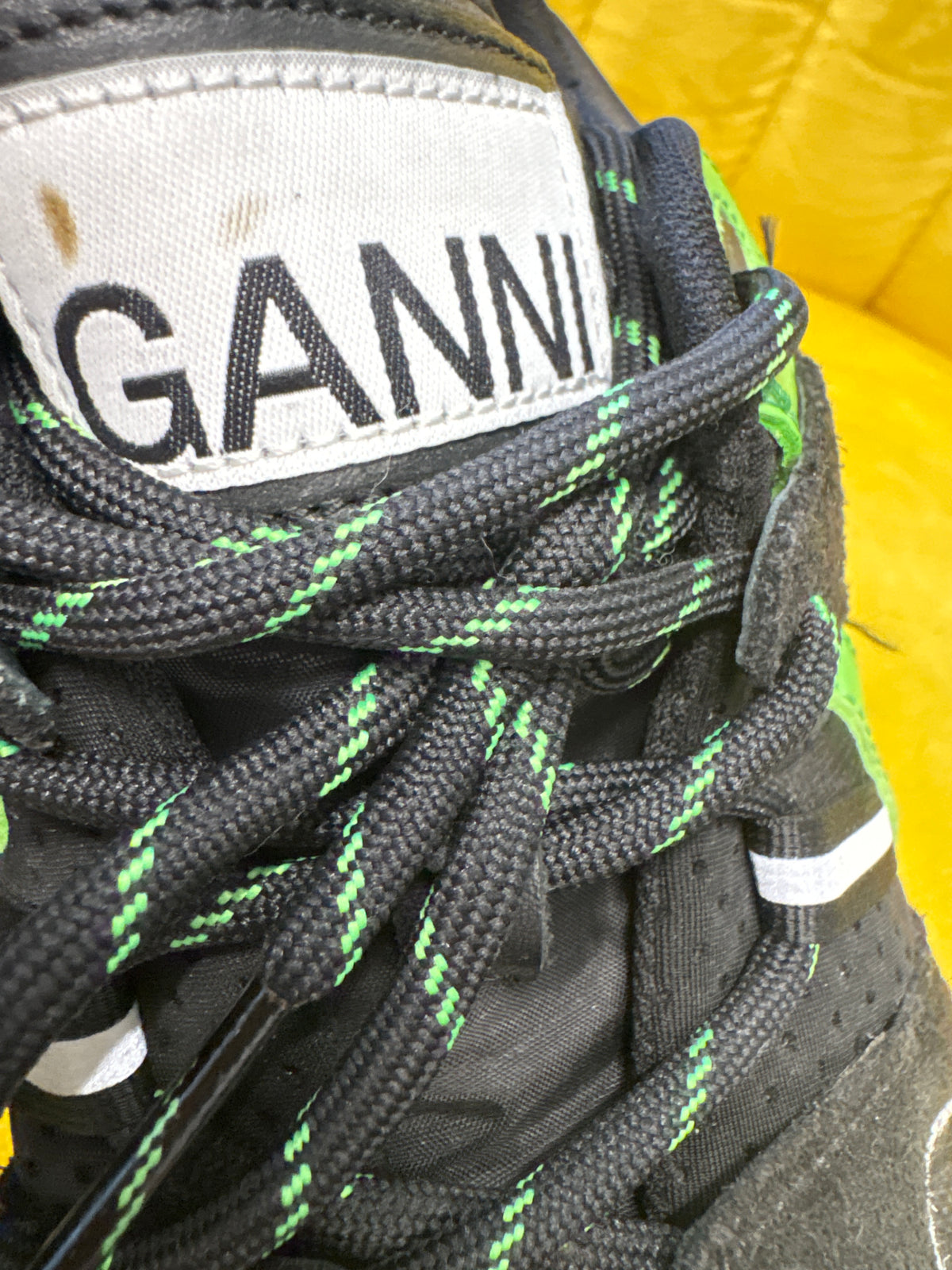 Ganni Black and Green Trainers