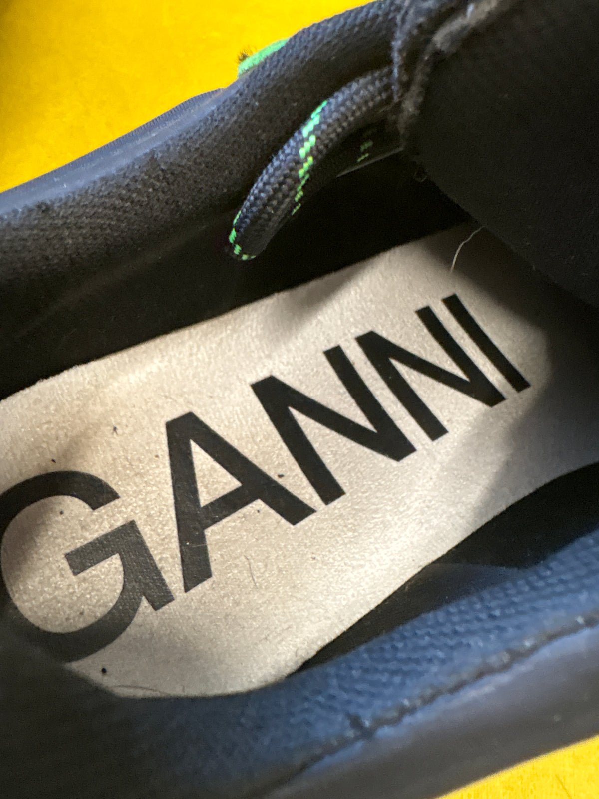 Ganni Black and Green Trainers