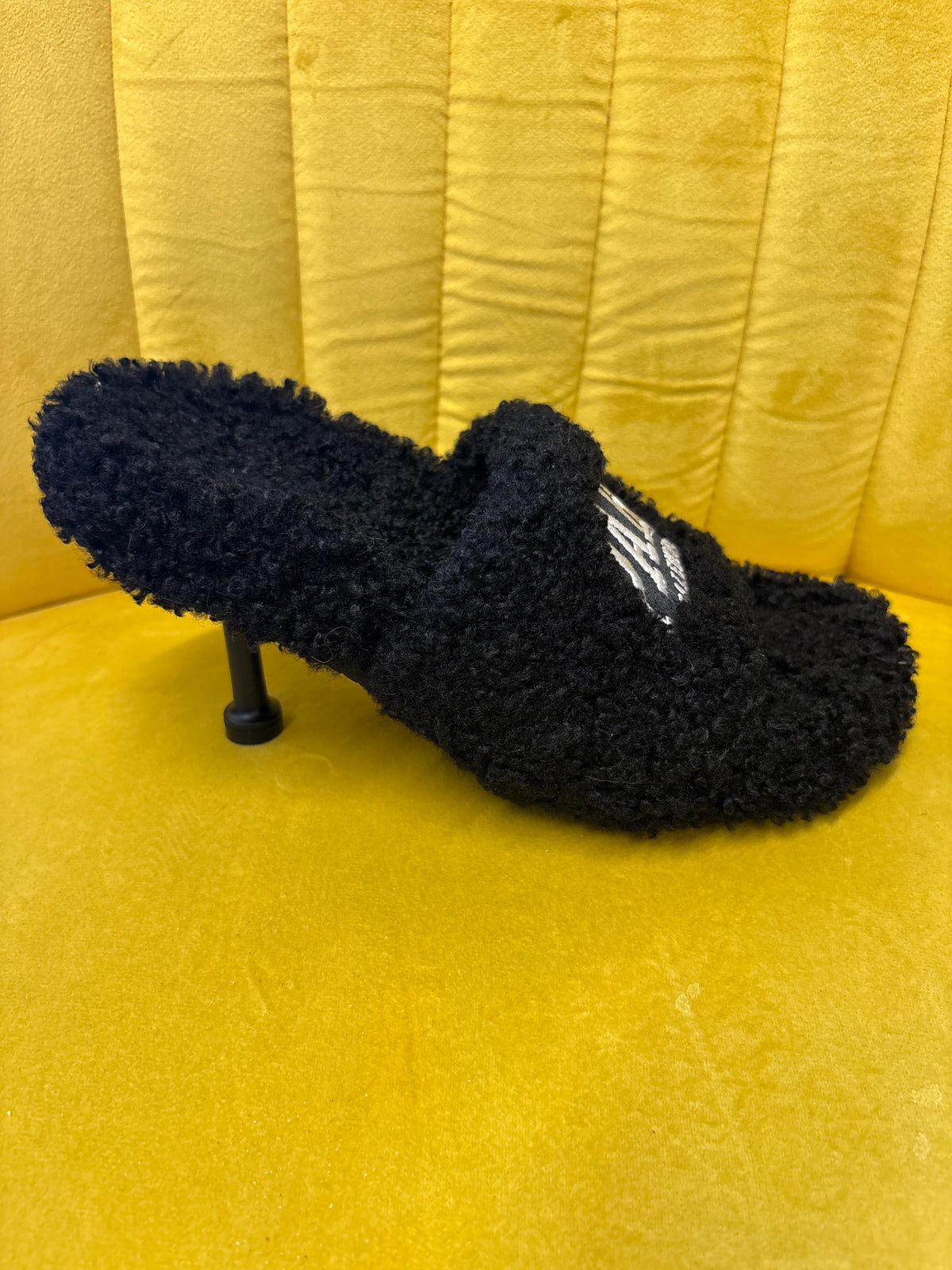 Balenciaga Black Fluffy Logo Heels