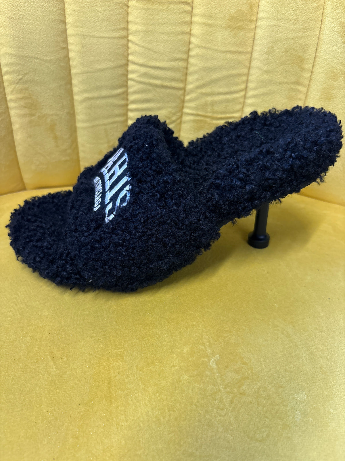 Balenciaga Black Fluffy Logo Heels