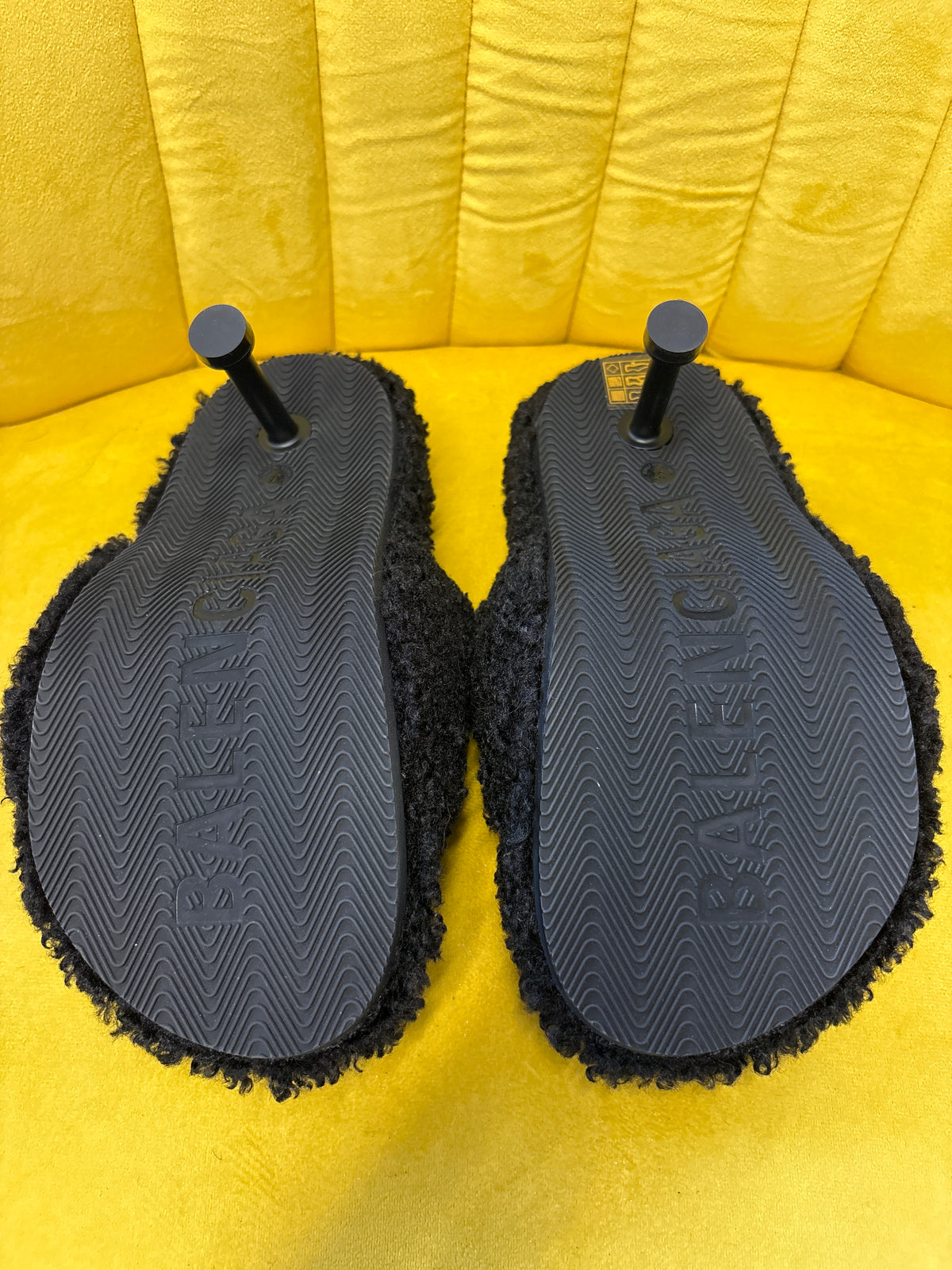 Balenciaga Black Fluffy Logo Heels