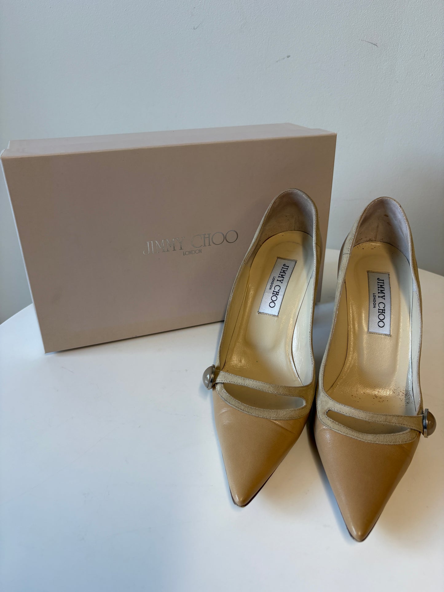 Jimmy Choo 063 Heidi Camel Heeled Pumps