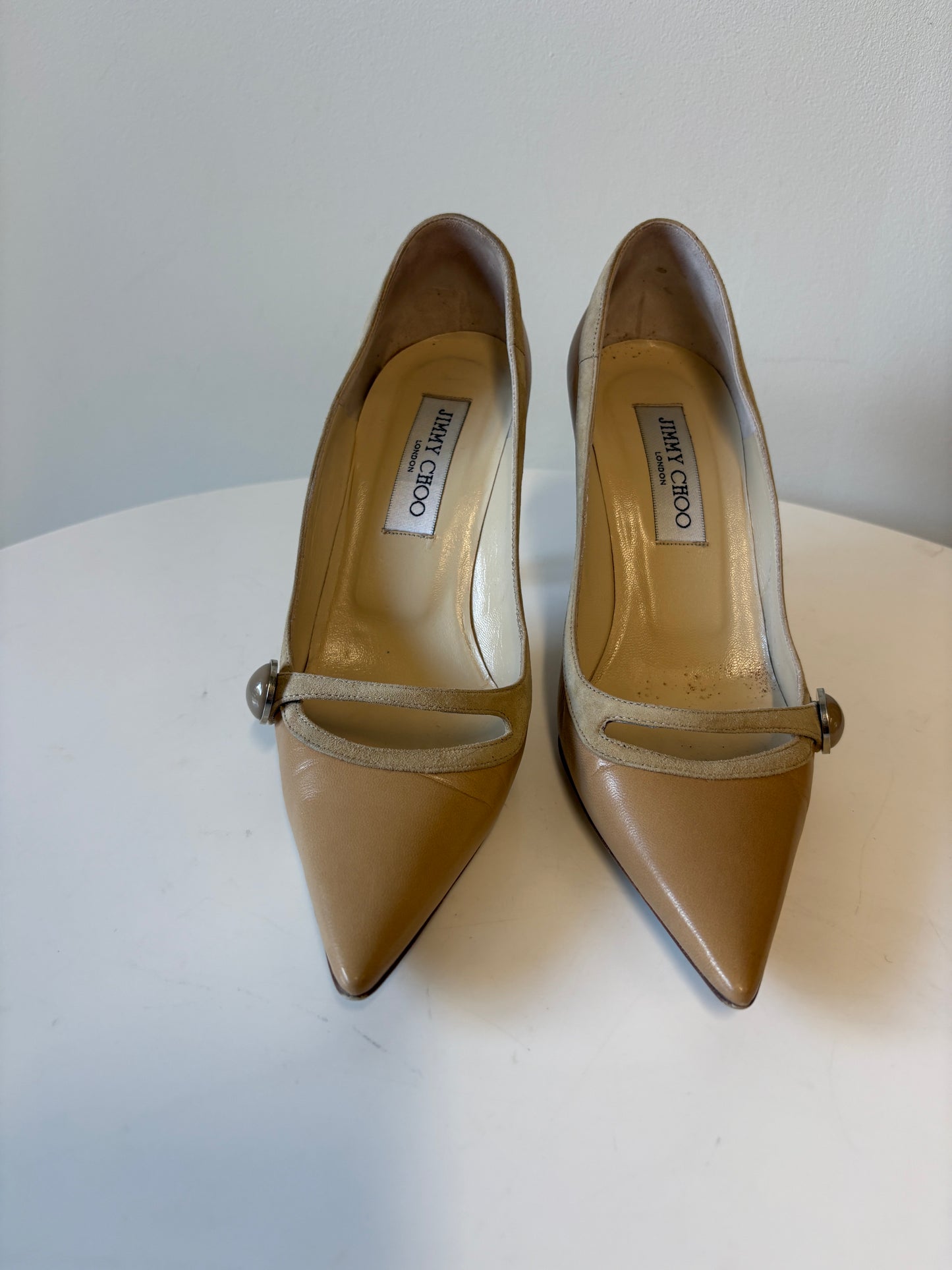Jimmy Choo 063 Heidi Camel Heeled Pumps