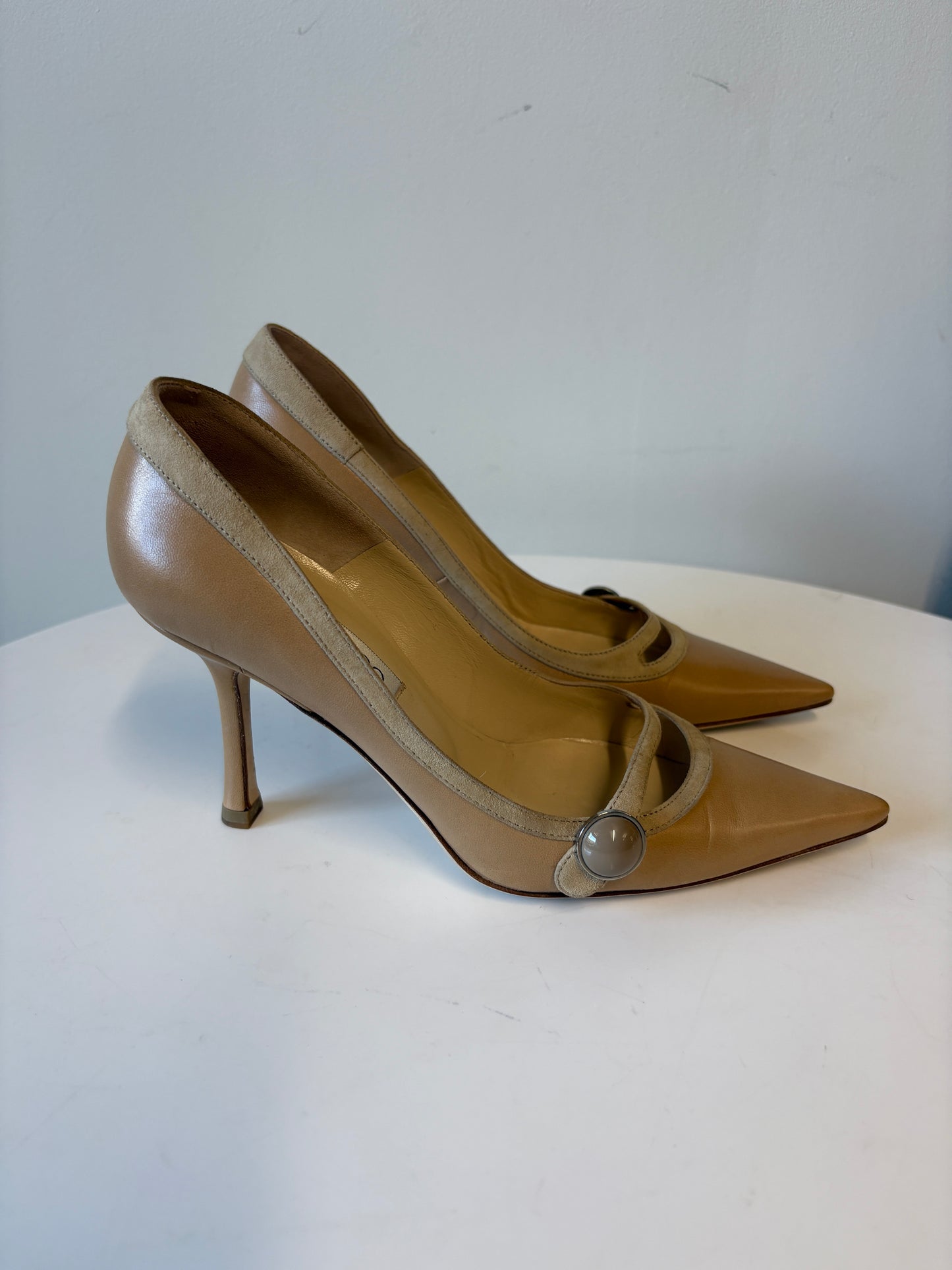 Jimmy Choo 063 Heidi Camel Heeled Pumps