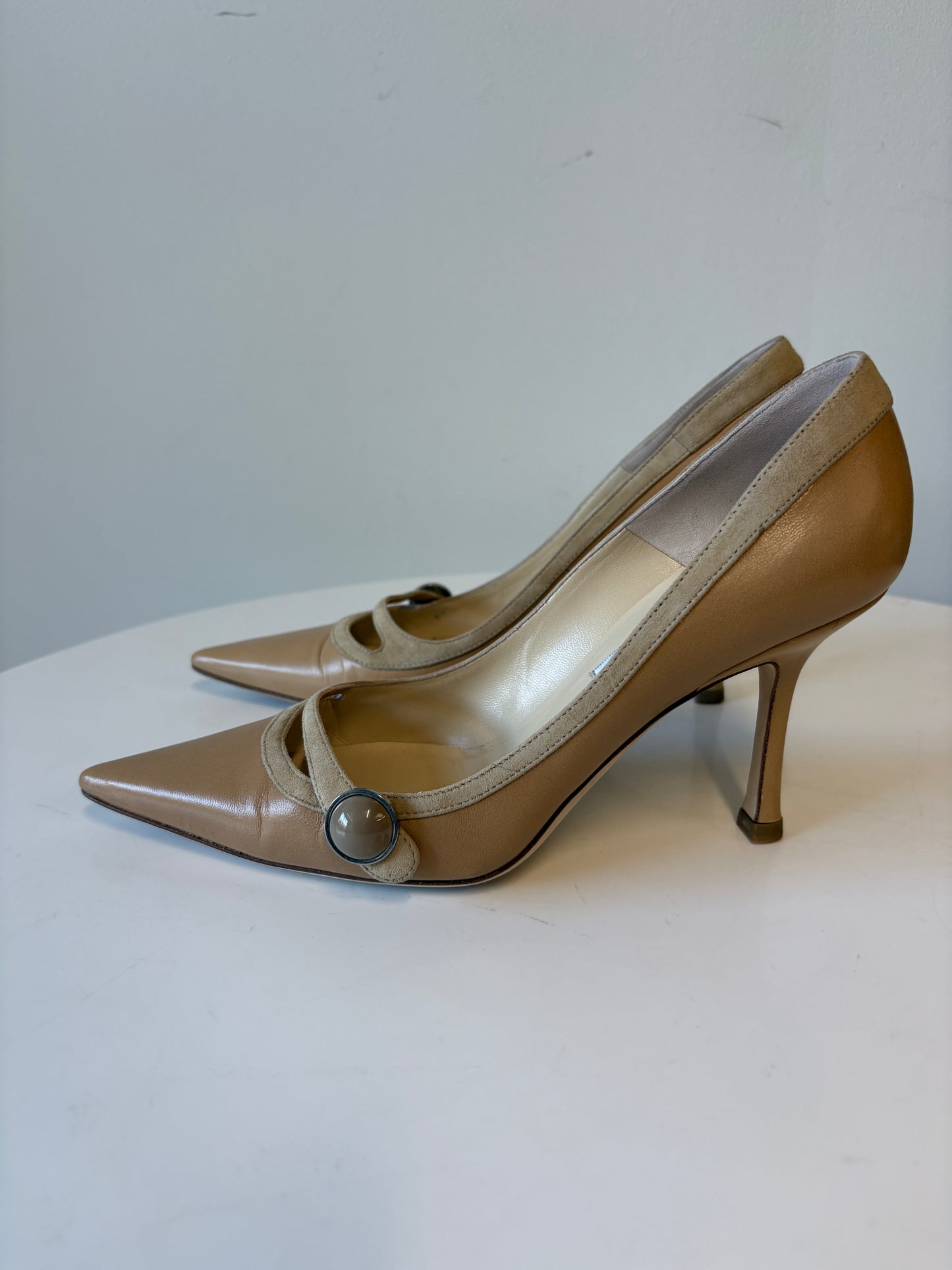 Jimmy Choo 063 Heidi Camel Heeled Pumps