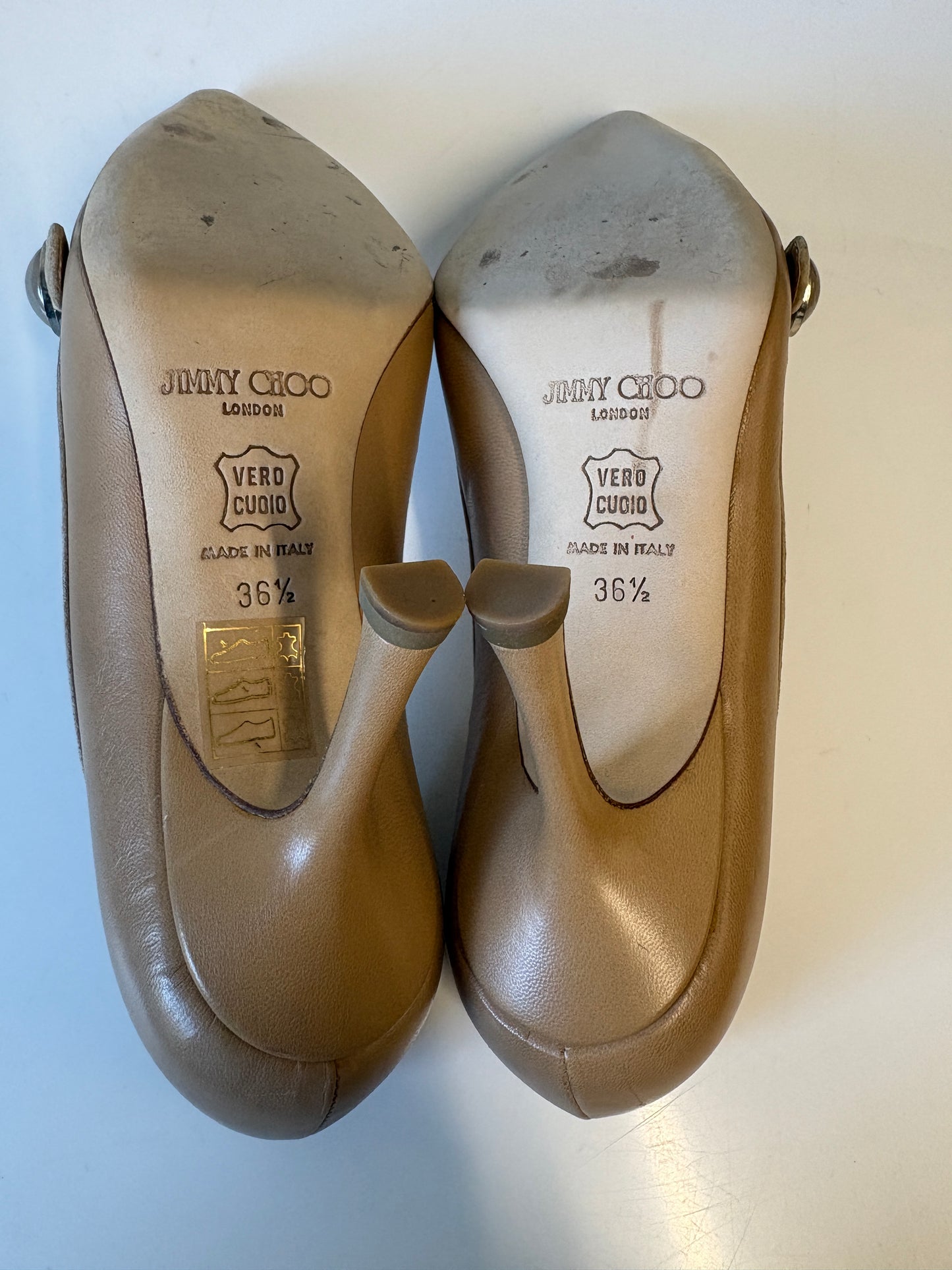 Jimmy Choo 063 Heidi Camel Heeled Pumps