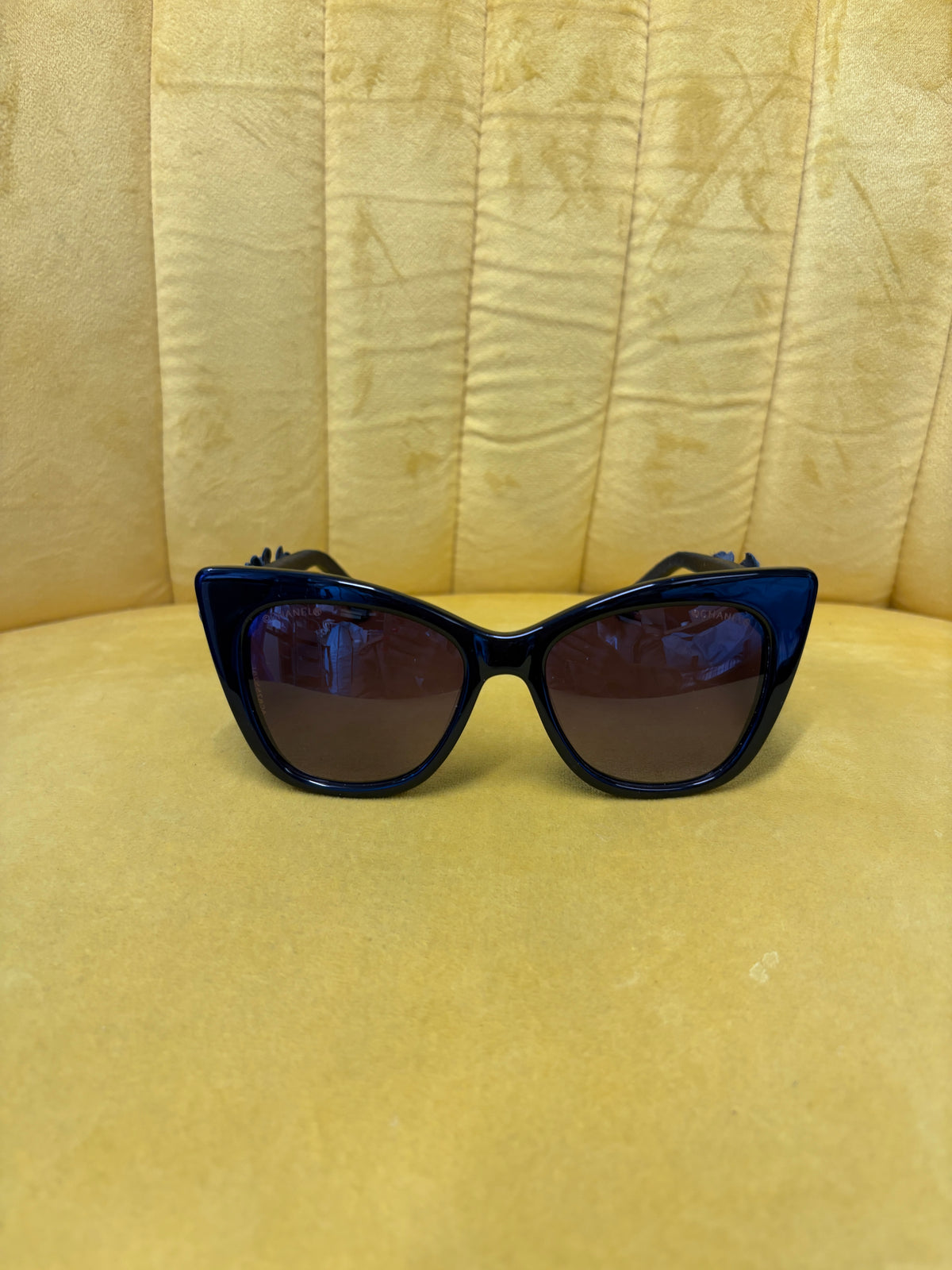 Chanel Black Camellia Flower Sunglasses