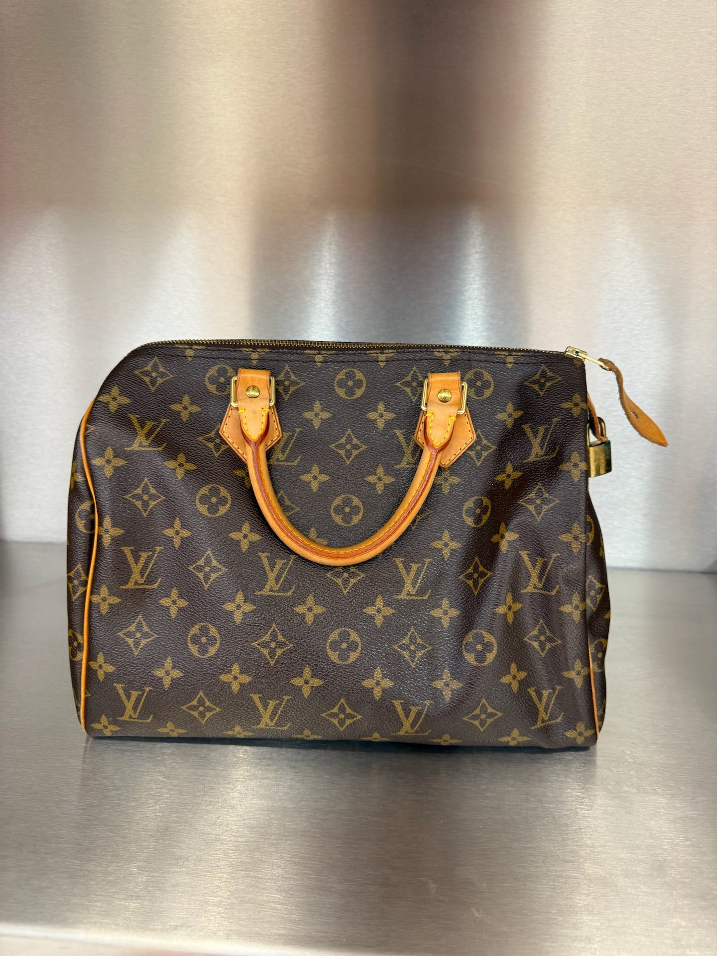 Louis Vuitton Brown Speedy Leather Handbag