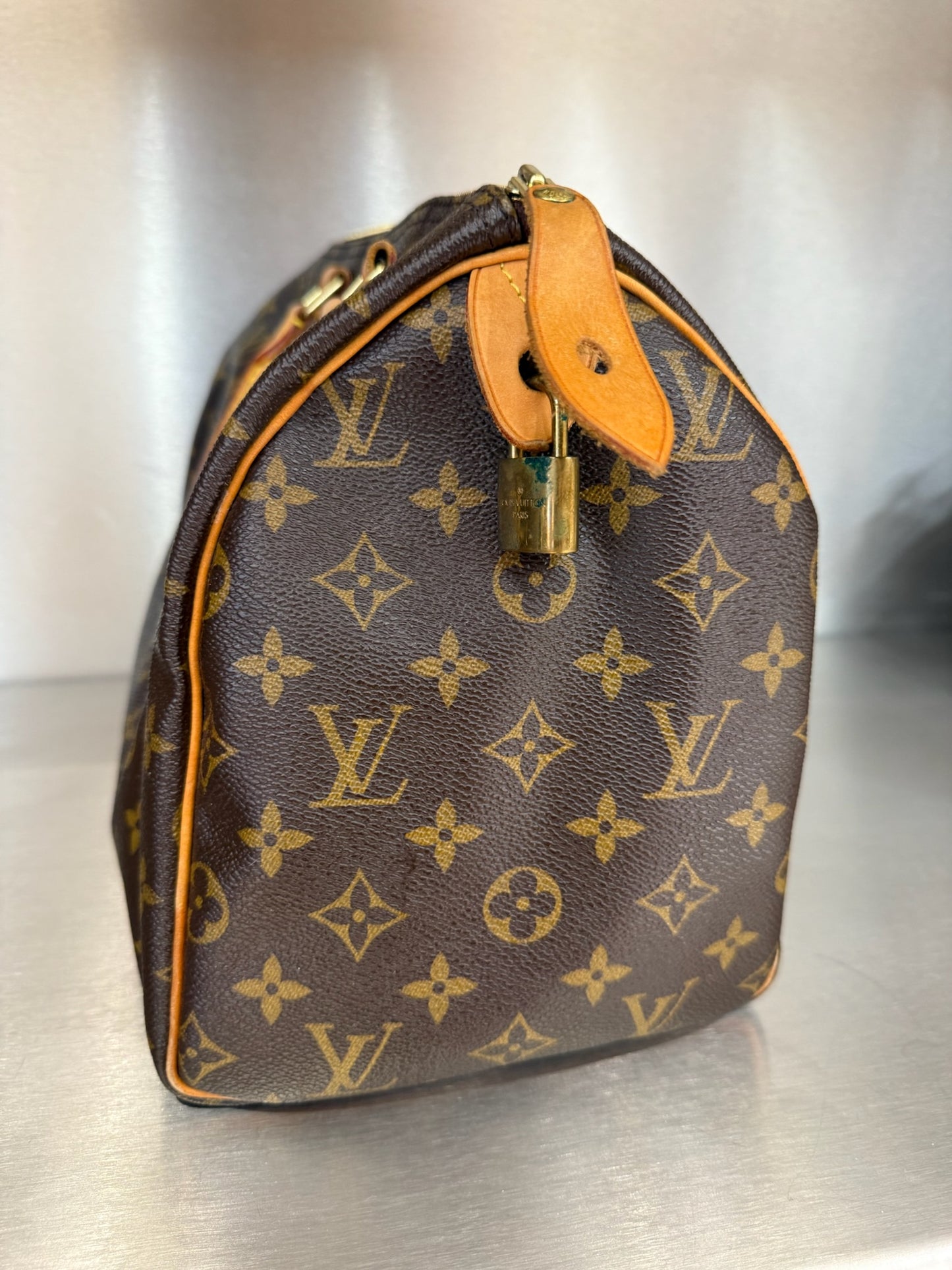 Louis Vuitton Brown Speedy Leather Handbag
