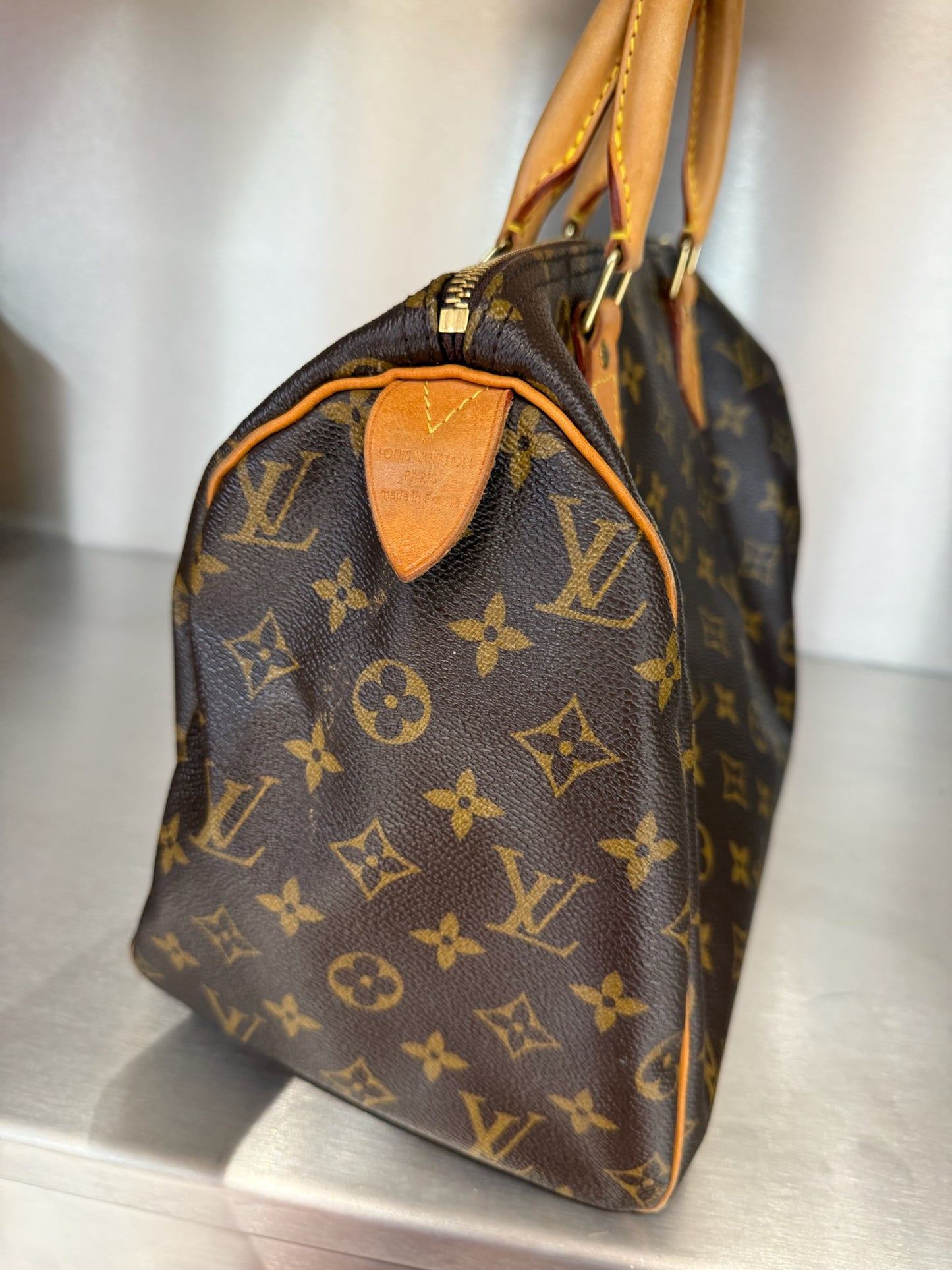 Louis Vuitton Brown Speedy Leather Handbag