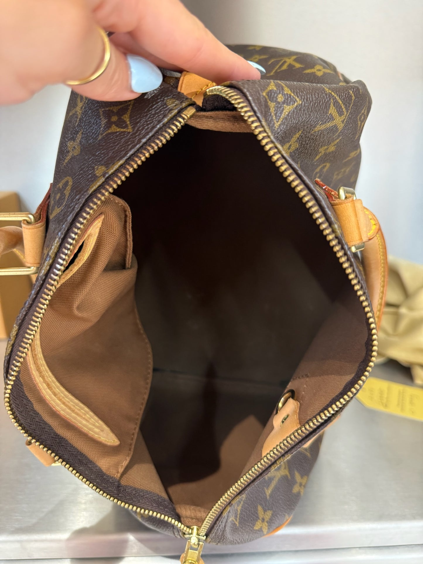 Louis Vuitton Brown Speedy Leather Handbag