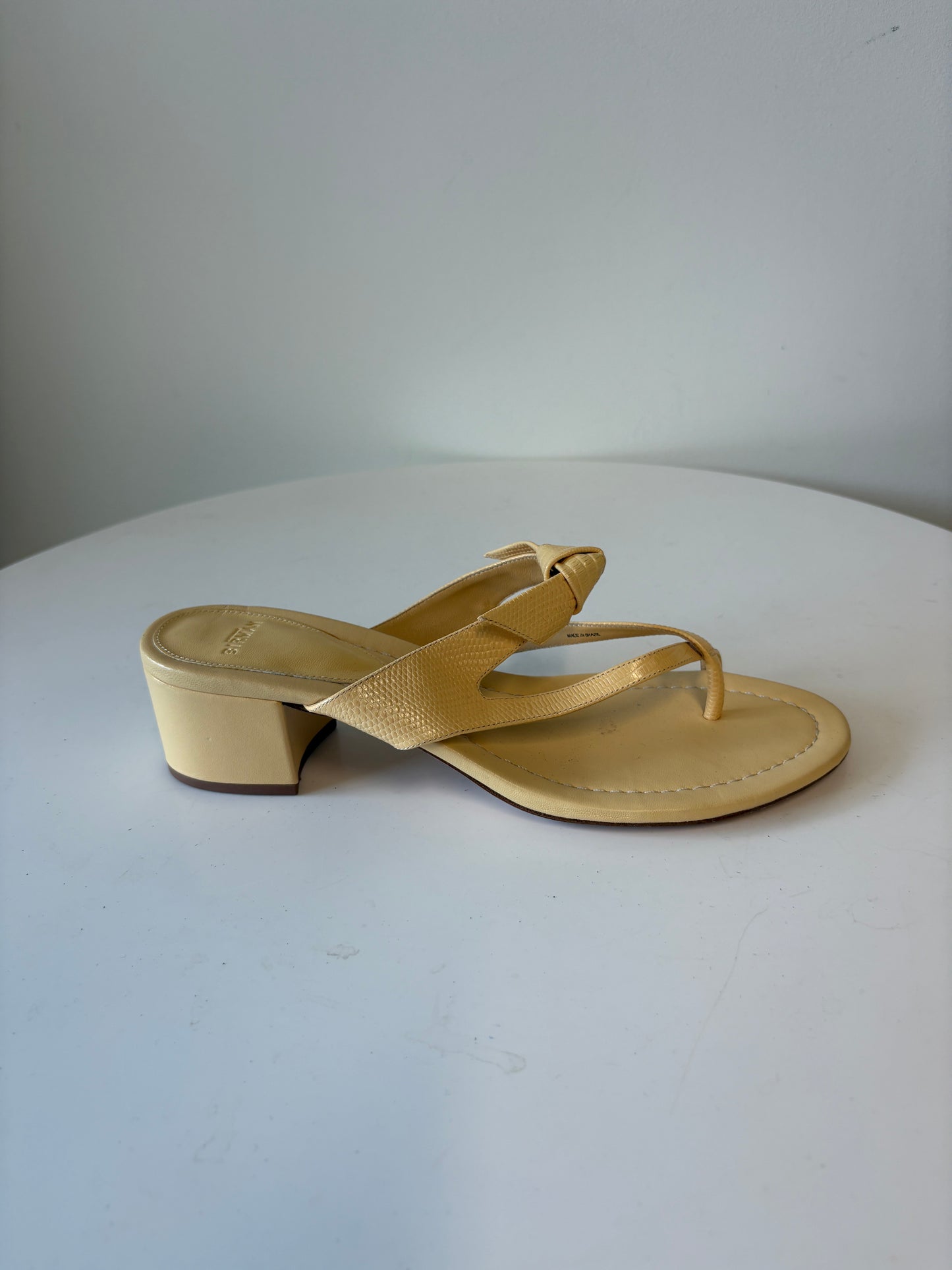Alexandre Birman Beige Thong Sandals Low Block Heel