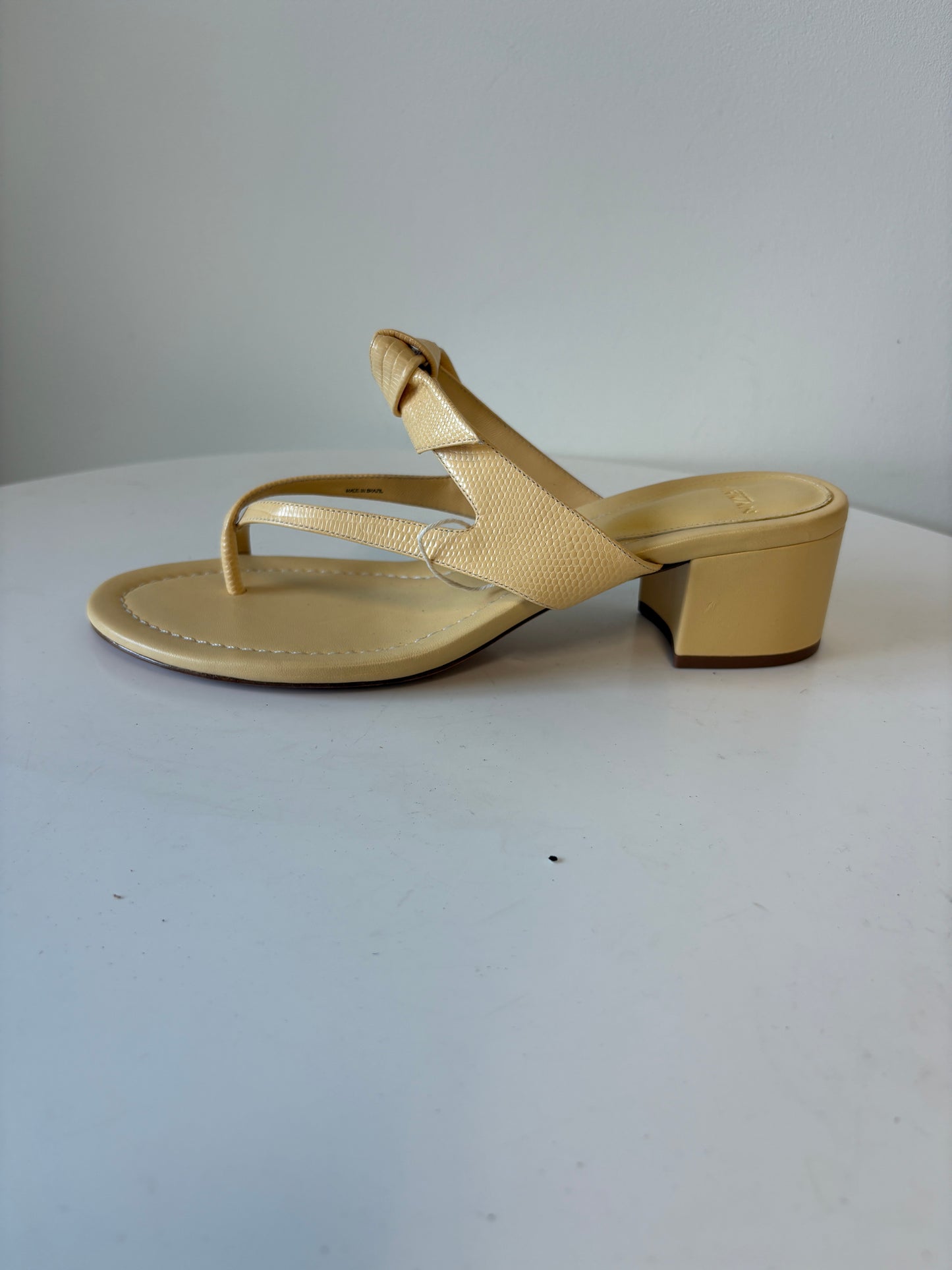 Alexandre Birman Beige Thong Sandals Low Block Heel