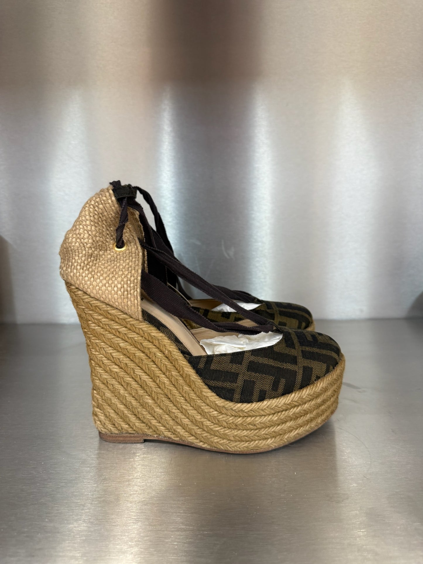 Fendi Monogram Espadrille Wedges