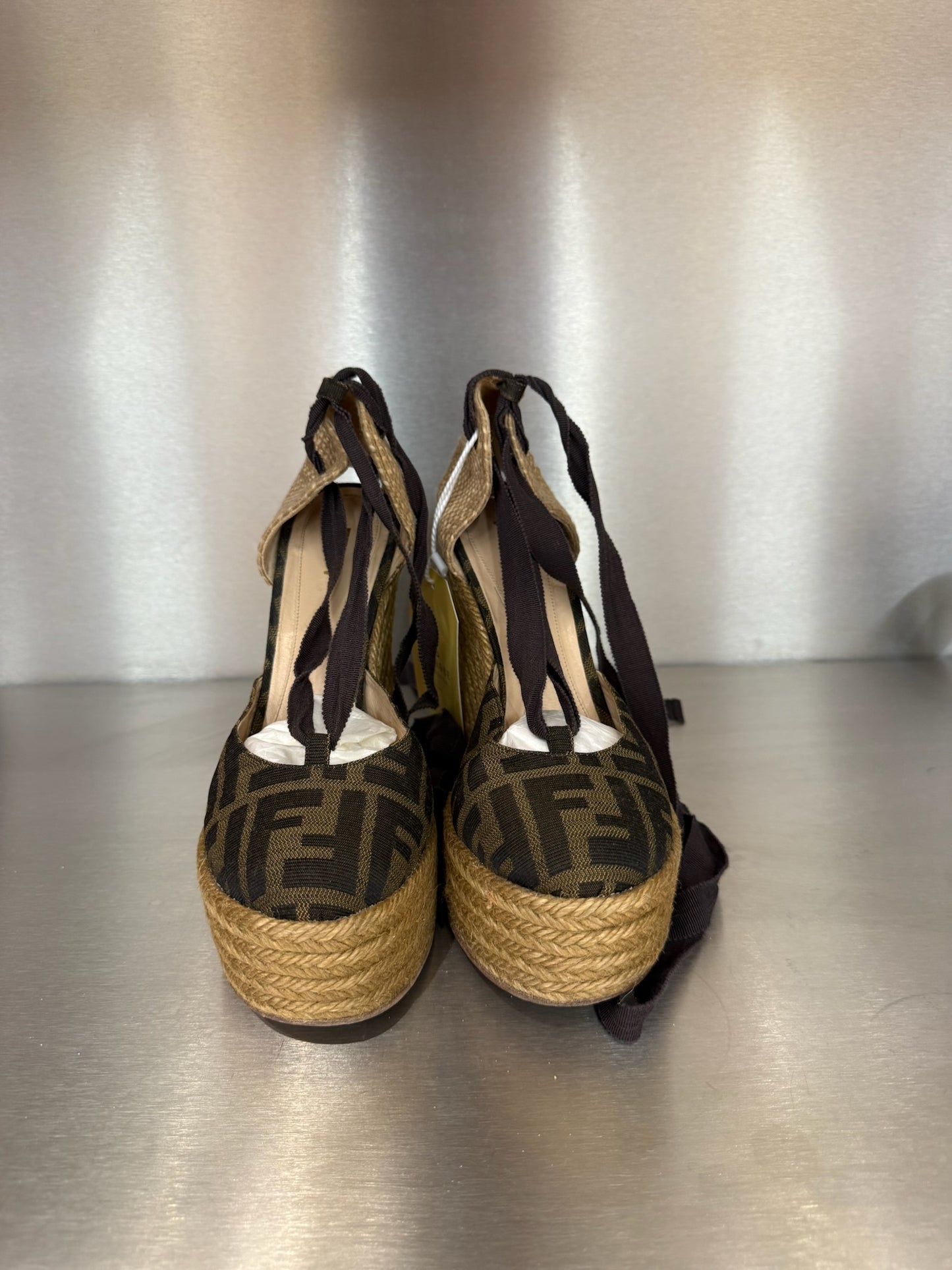 Fendi Monogram Espadrille Wedges