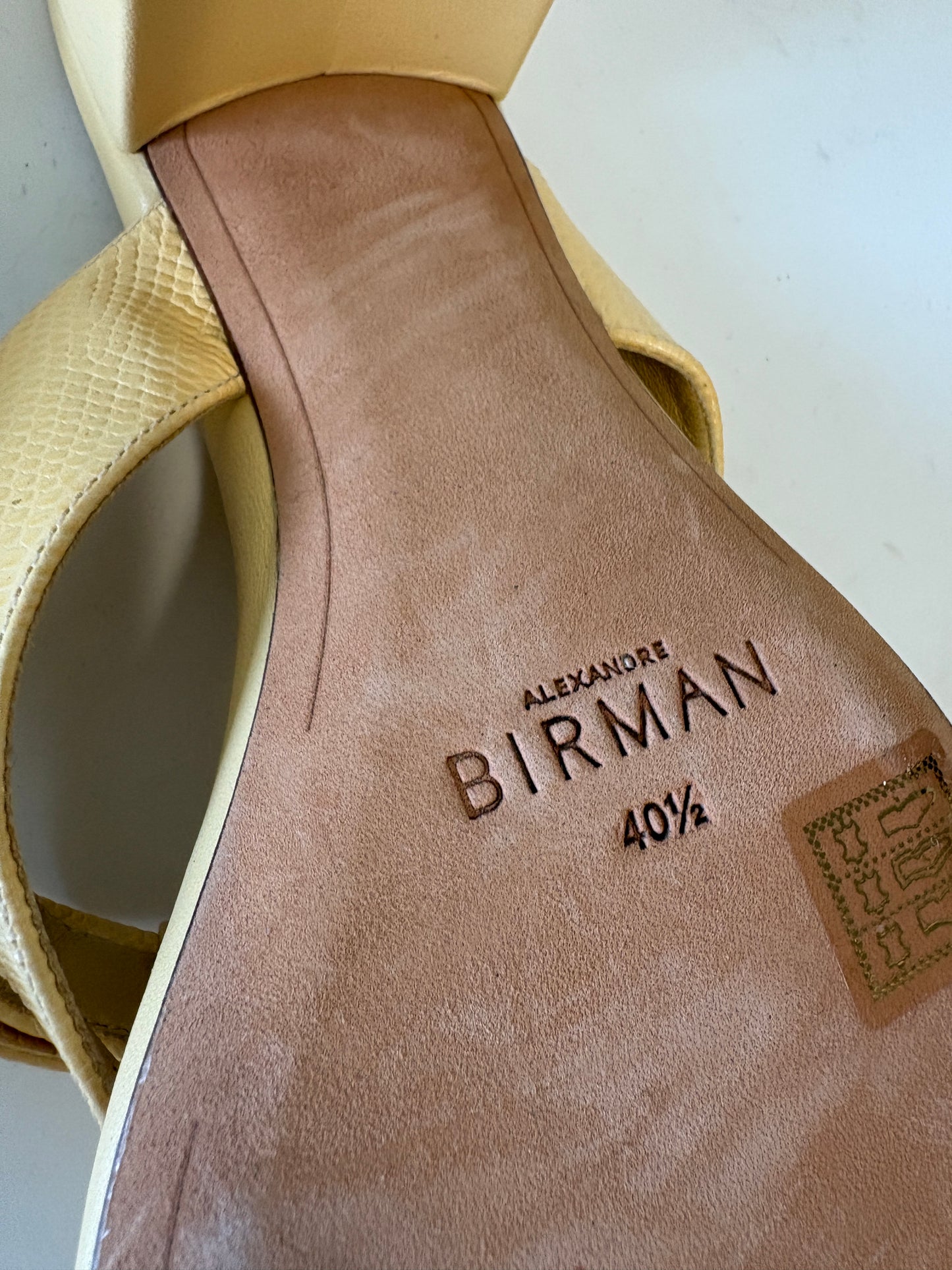 Alexandre Birman Beige Thong Sandals Low Block Heel