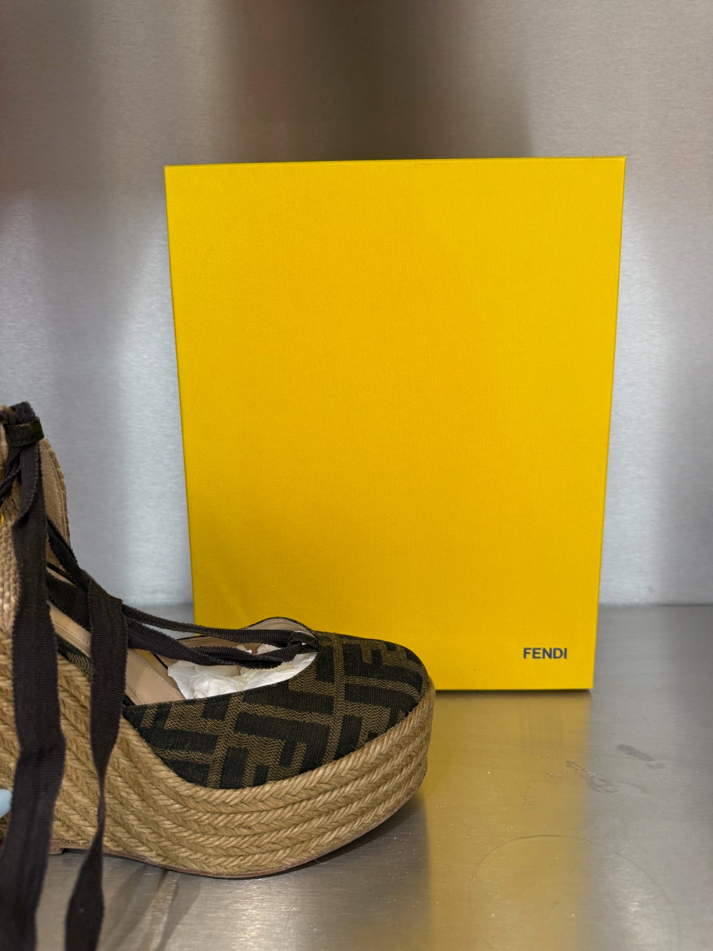 Fendi Monogram Espadrille Wedges