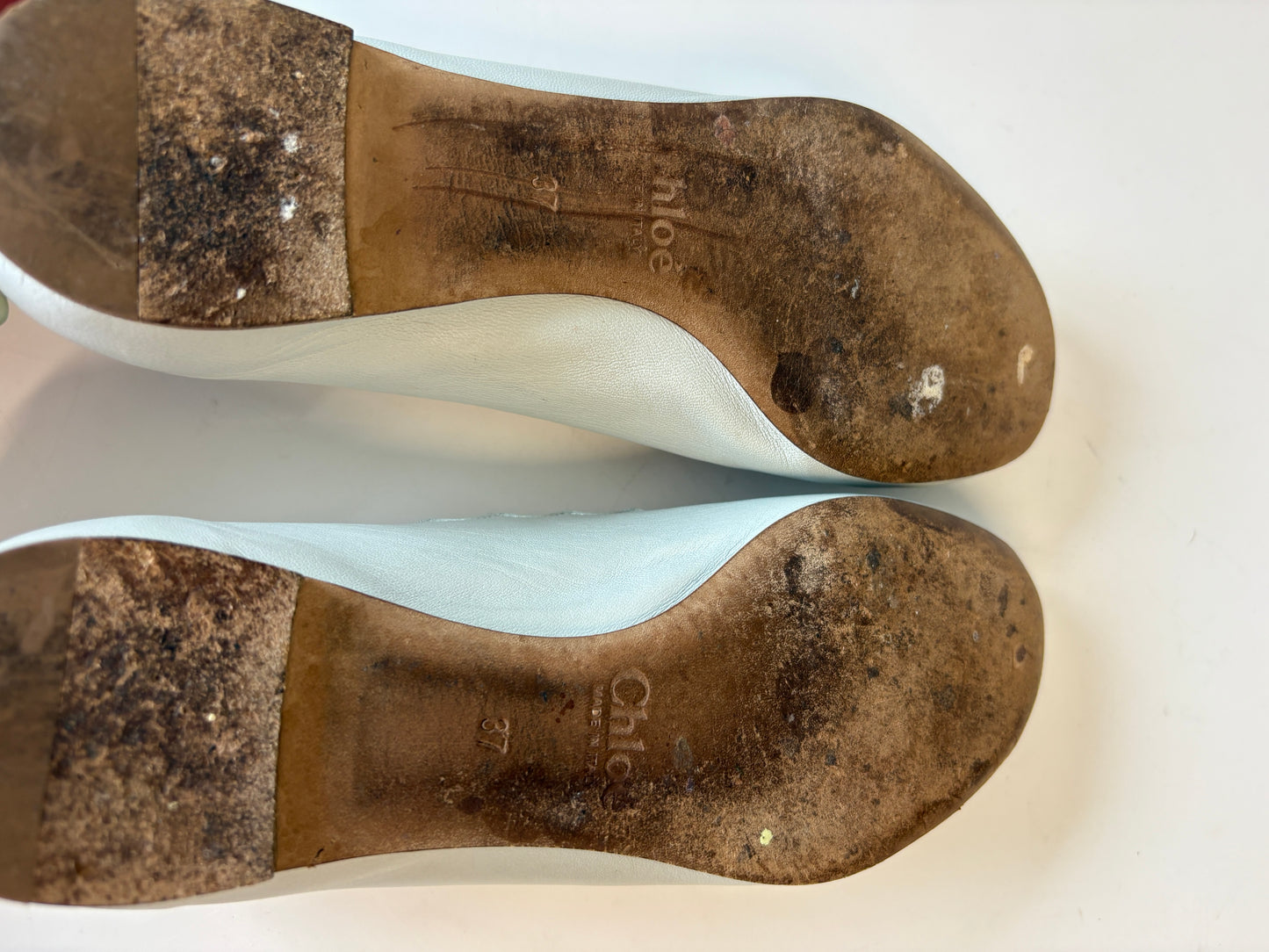 Chloe Blue Lauren Scalloped Leather Ballerina Flat