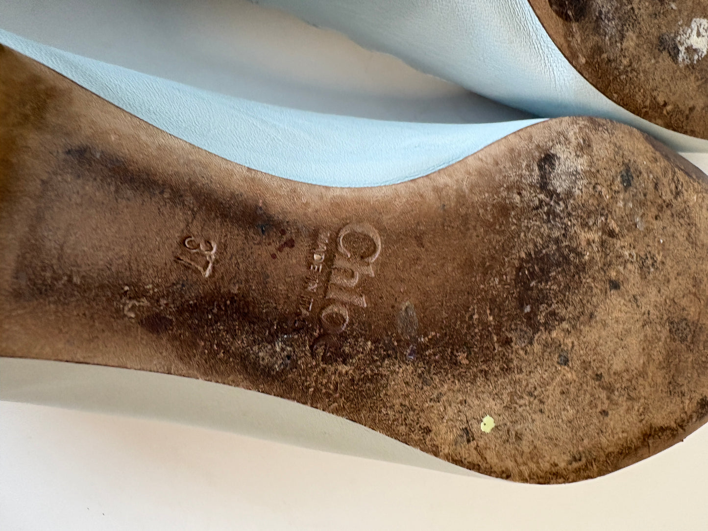 Chloe Blue Lauren Scalloped Leather Ballerina Flat
