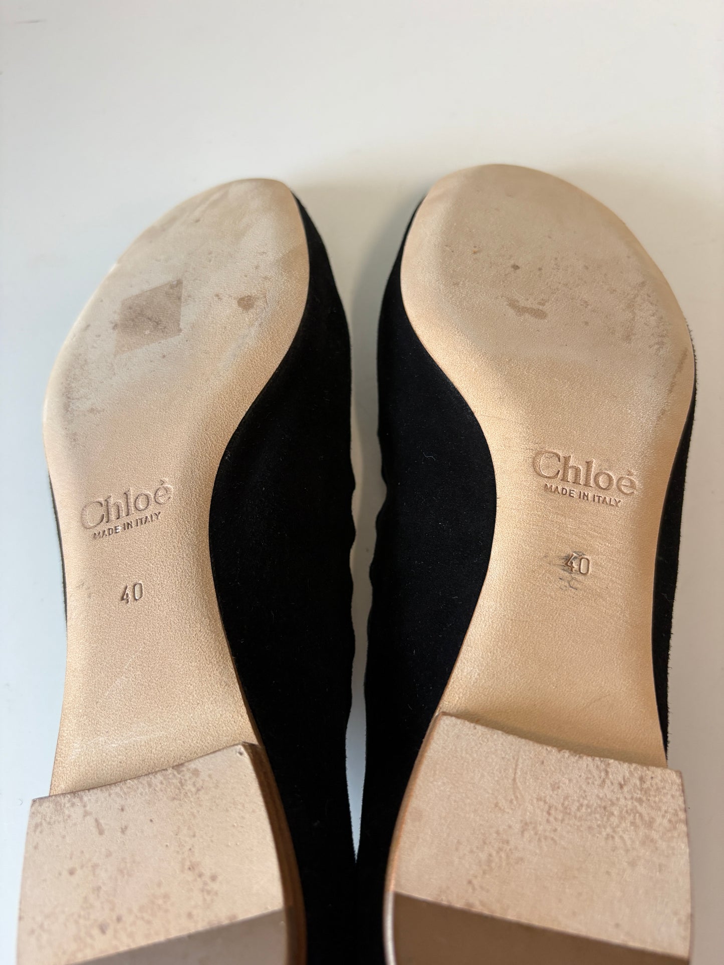 Chloe Black Lauren Scalloped Suede Ballerina Flat