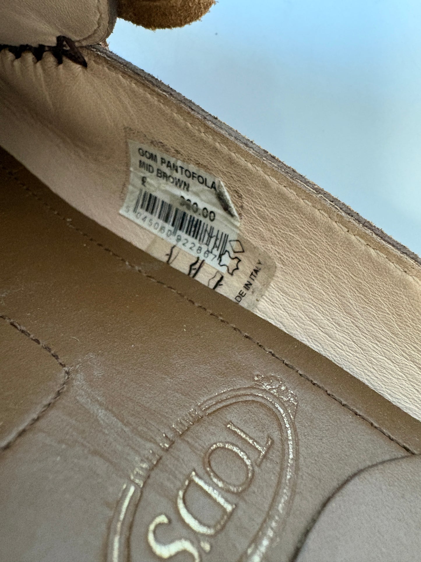 Tods Gommini Pantofola Brown Suede Slide Shoes