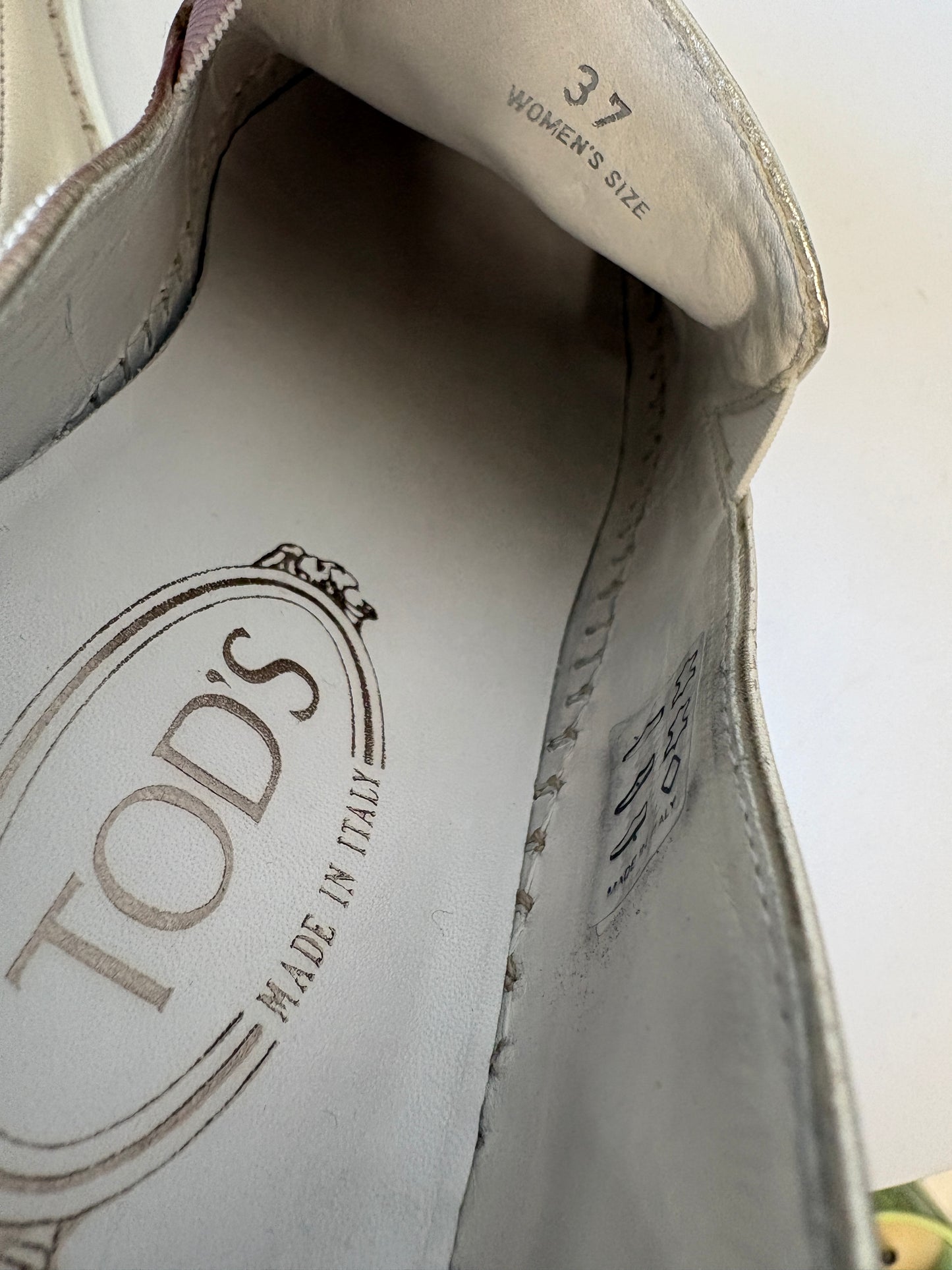 Tods Gomma Raffia Gold Leather Sneakers