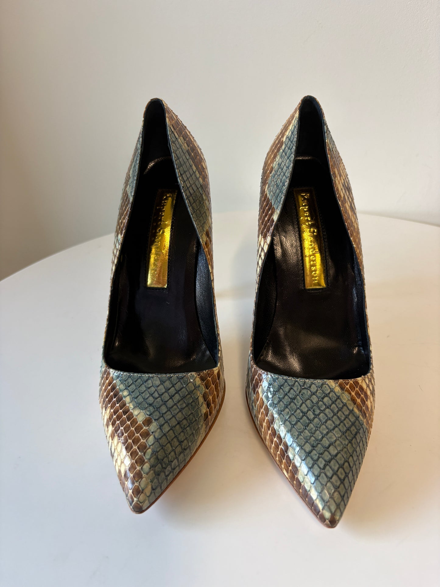 Rupert Sanderson Elba Indigo Blue Python Pumps