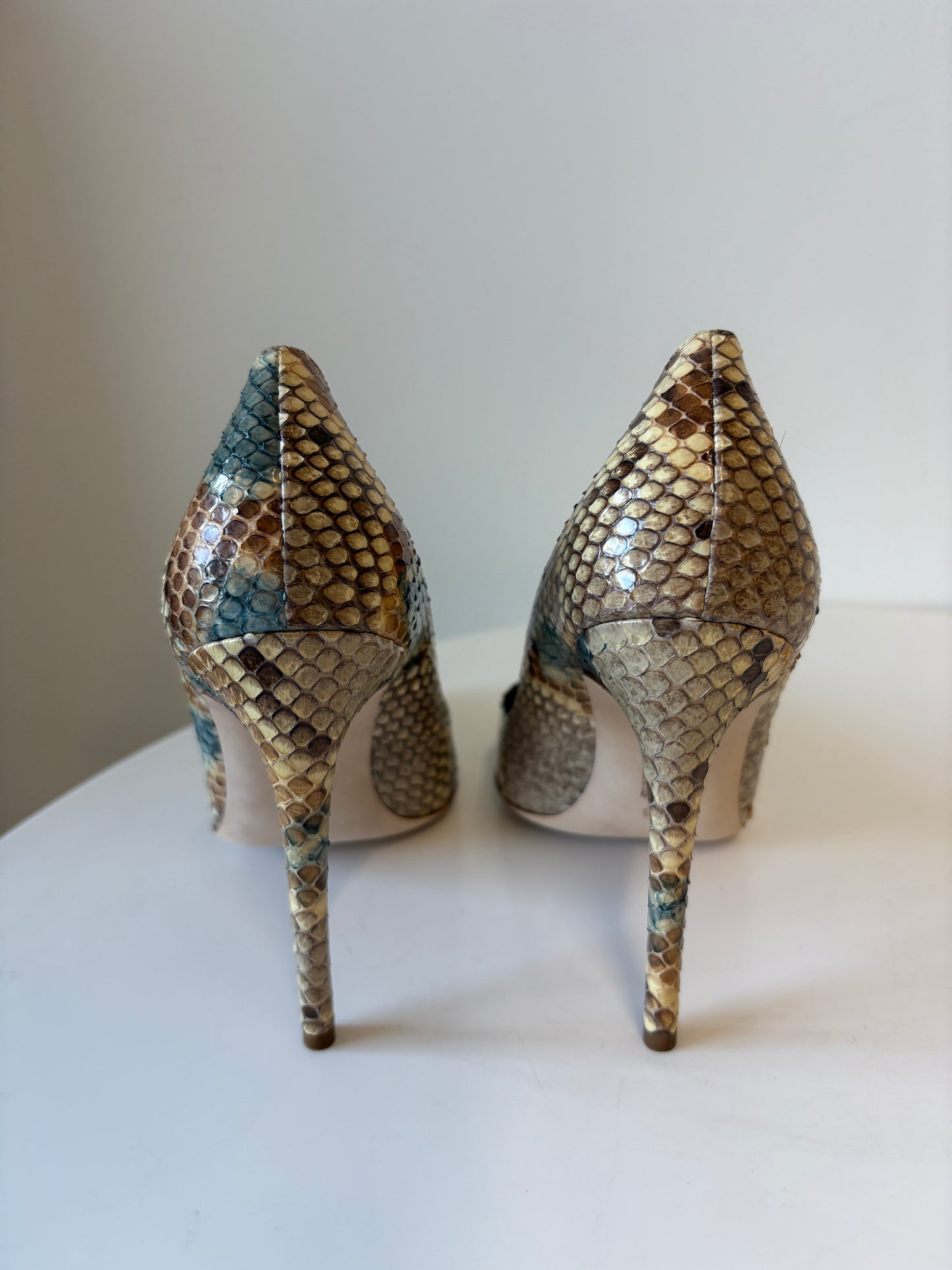 Rupert Sanderson Elba Indigo Blue Python Pumps
